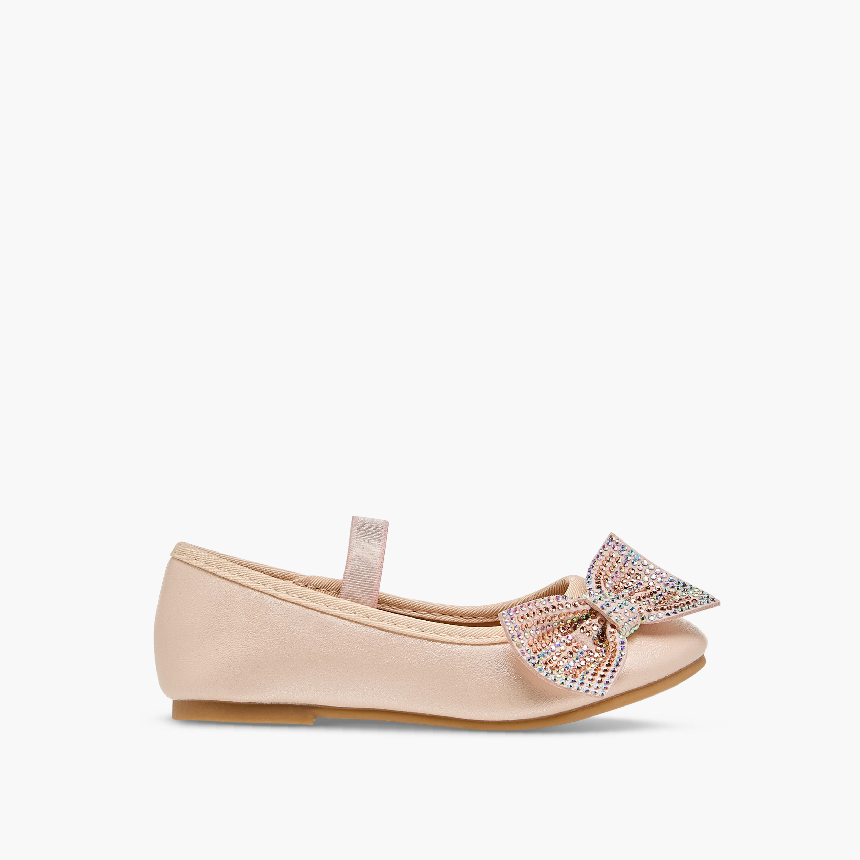 حذاء باليرينا مزين بفيونكة بحزام مطاطي من فلورا بيلا-girls-shoes-ballerinas-image-3