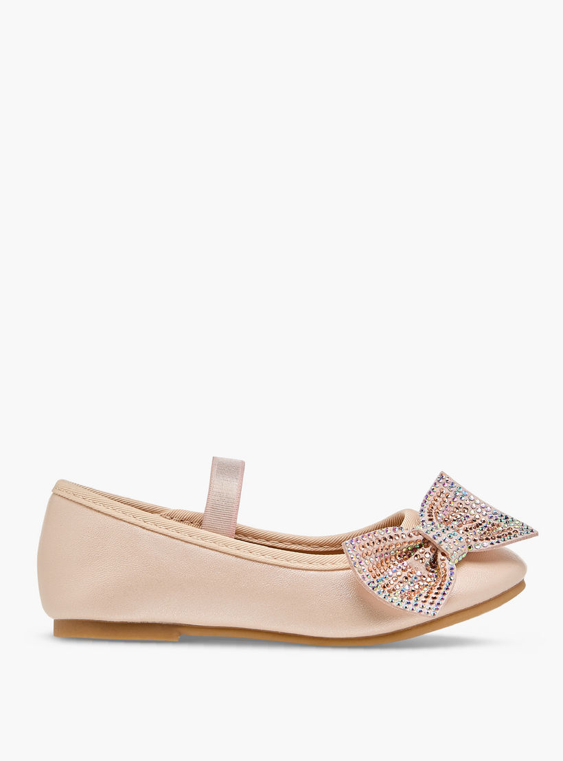 حذاء باليرينا مزين بفيونكة بحزام مطاطي من فلورا بيلا-girls-shoes-ballerinas-image-3