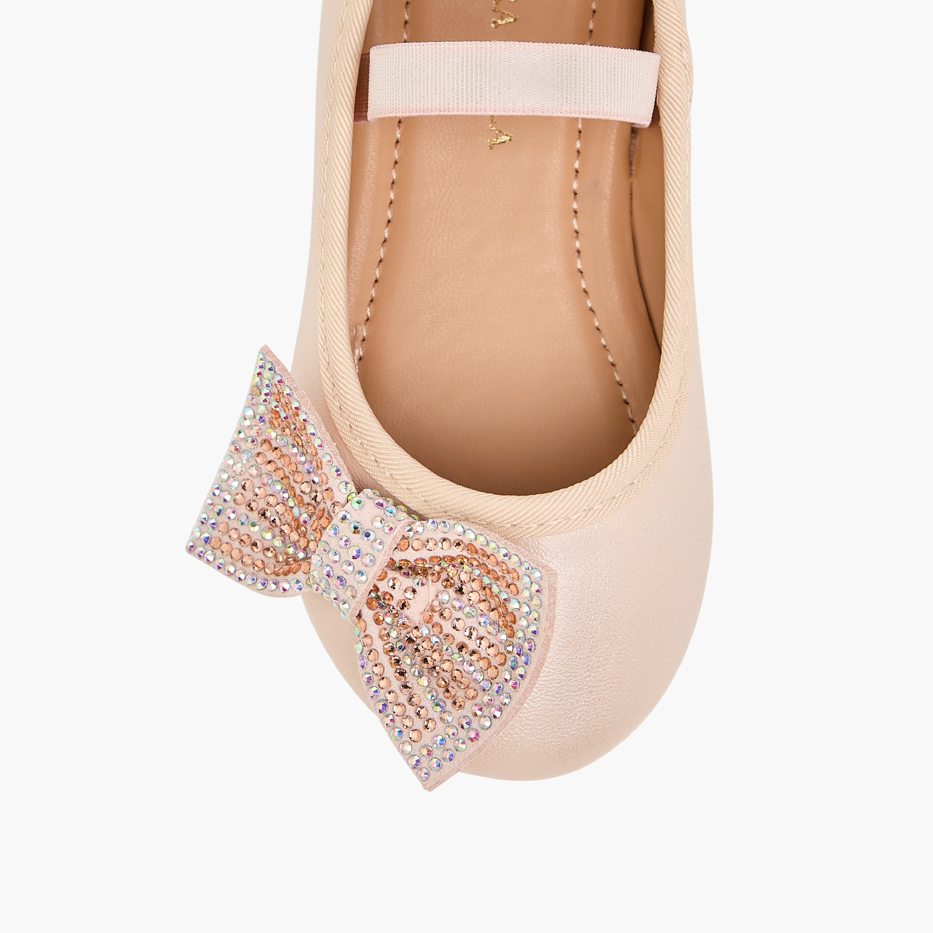حذاء باليرينا مزين بفيونكة بحزام مطاطي من فلورا بيلا-girls-shoes-ballerinas-image-4