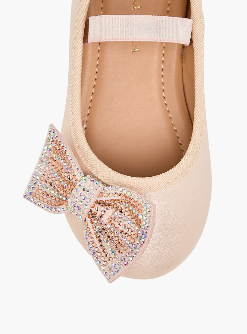 حذاء باليرينا مزين بفيونكة بحزام مطاطي من فلورا بيلا-girls-shoes-ballerinas-image-4
