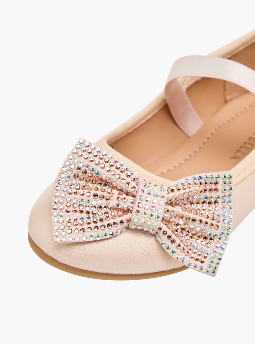 حذاء باليرينا مزين بفيونكة بحزام مطاطي من فلورا بيلا-girls-shoes-ballerinas-image-6