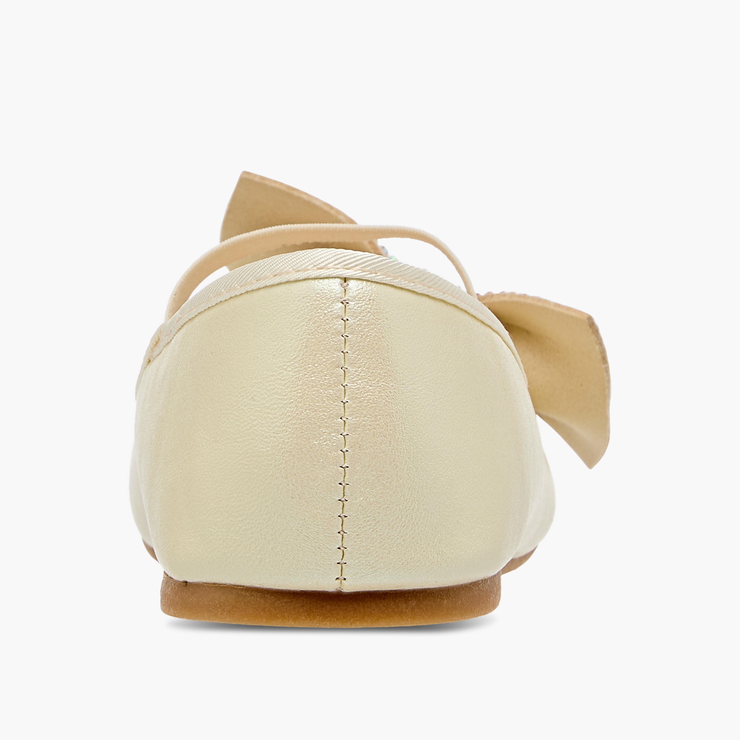 Flora Bella Bow Embellished Ballerina Shoes with Elasticated Strap-girls-shoes-ballerinas-image-5