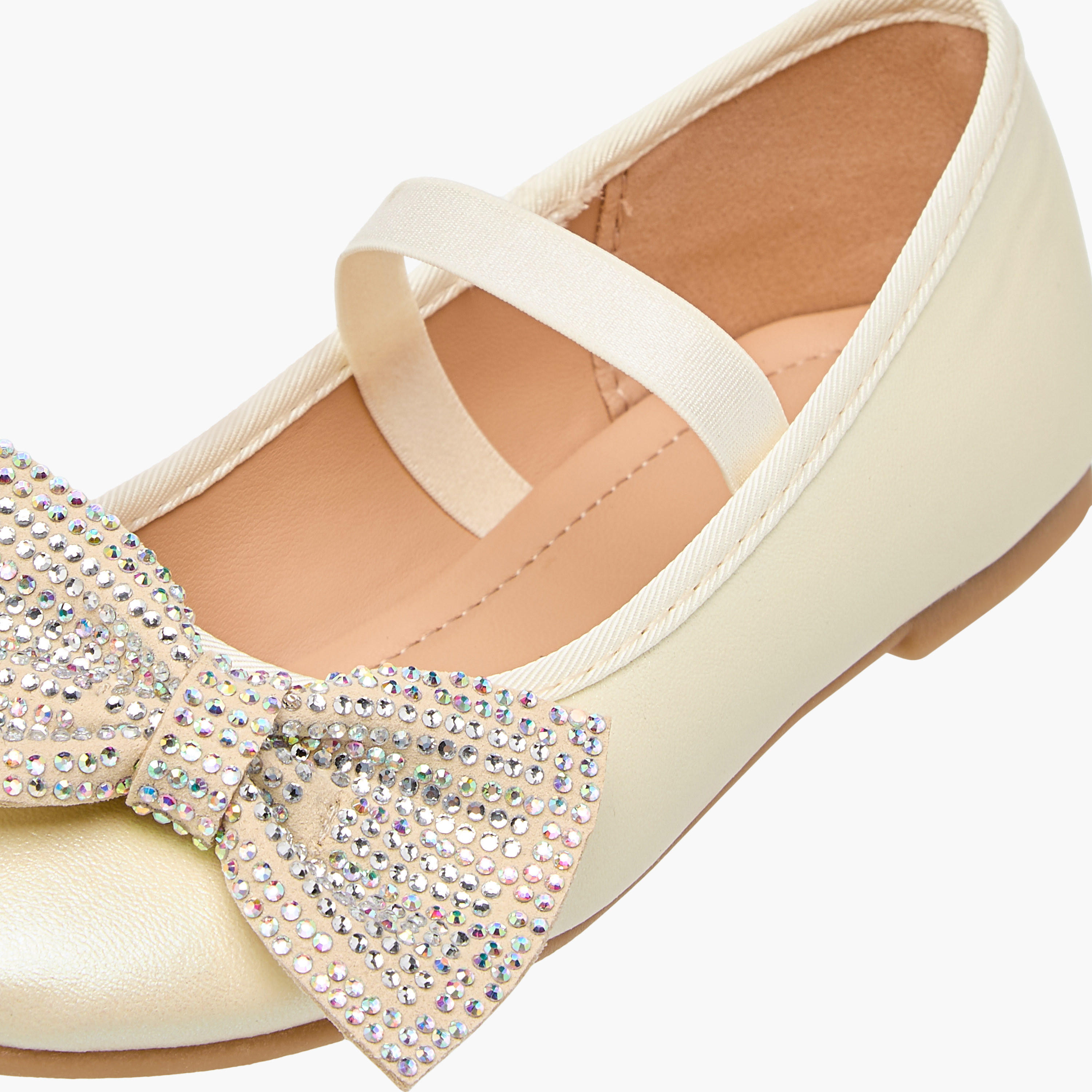 Flora Bella Bow Embellished Ballerina Shoes with Elasticated Strap-girls-shoes-ballerinas-image-6