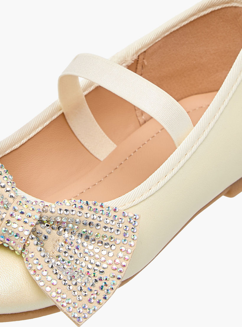 Flora Bella Bow Embellished Ballerina Shoes with Elasticated Strap-girls-shoes-ballerinas-image-6