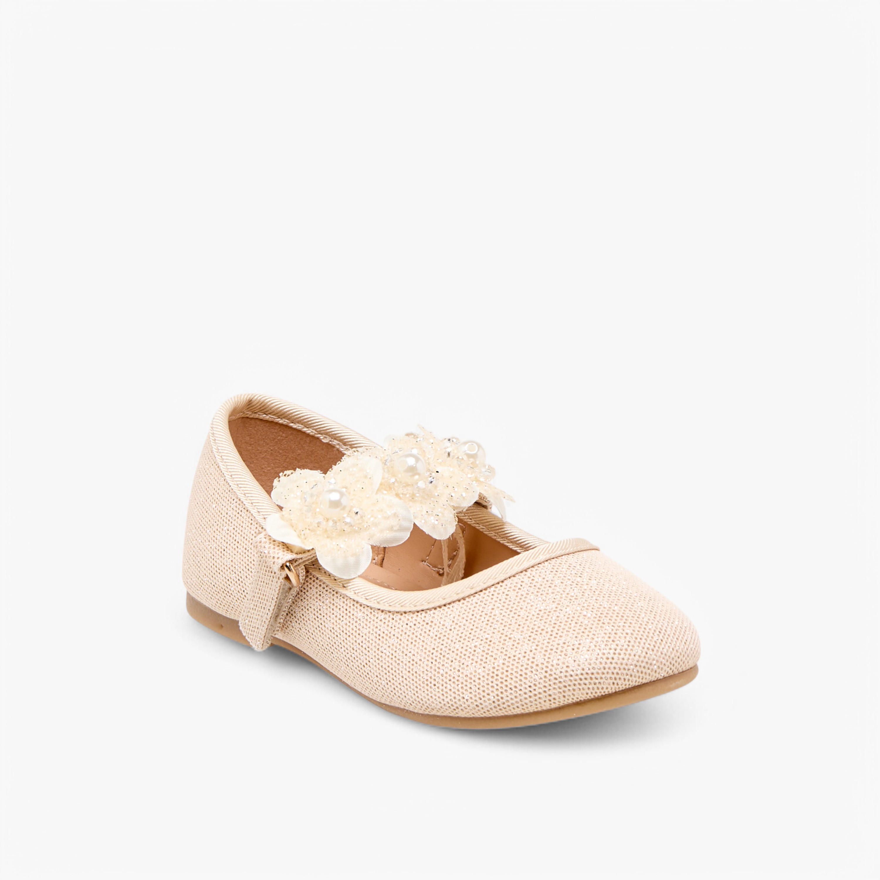 Flora Bella Floral Applique Ballerina Shoes with Hook and Loop Closure-girls-shoes-ballerinas-image-2
