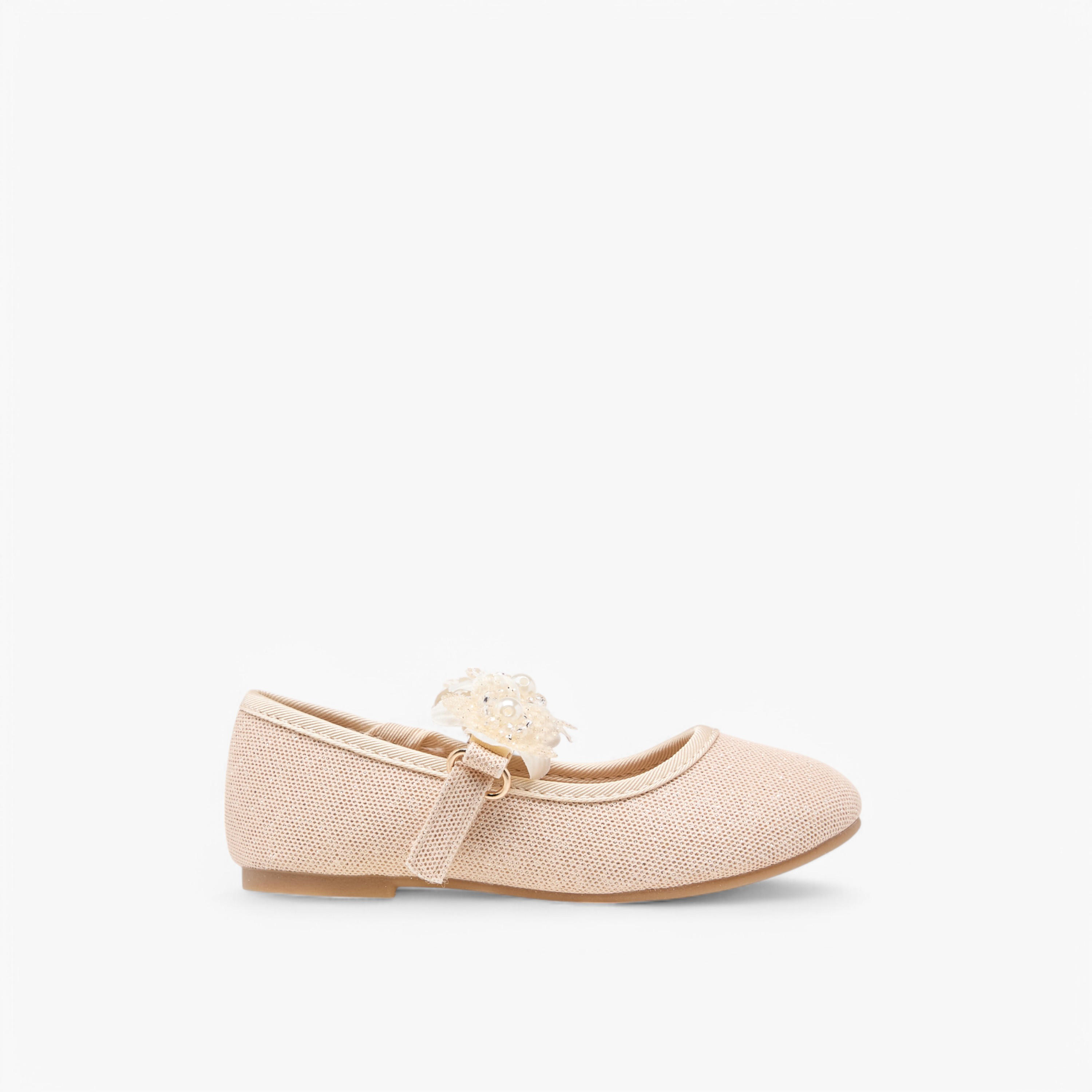 Flora Bella Floral Applique Ballerina Shoes with Hook and Loop Closure-girls-shoes-ballerinas-image-3