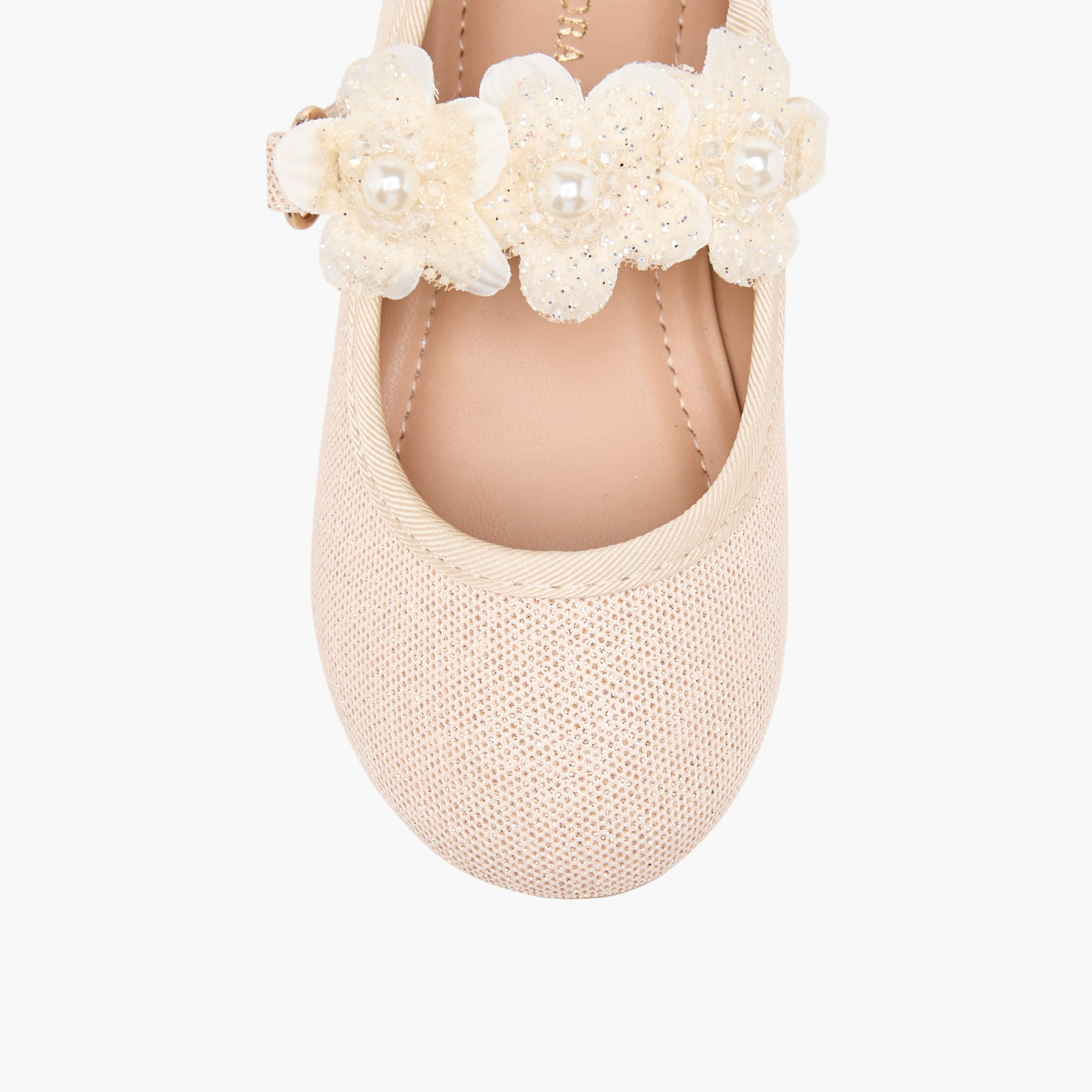 Flora Bella Floral Applique Ballerina Shoes with Hook and Loop Closure-girls-shoes-ballerinas-image-4