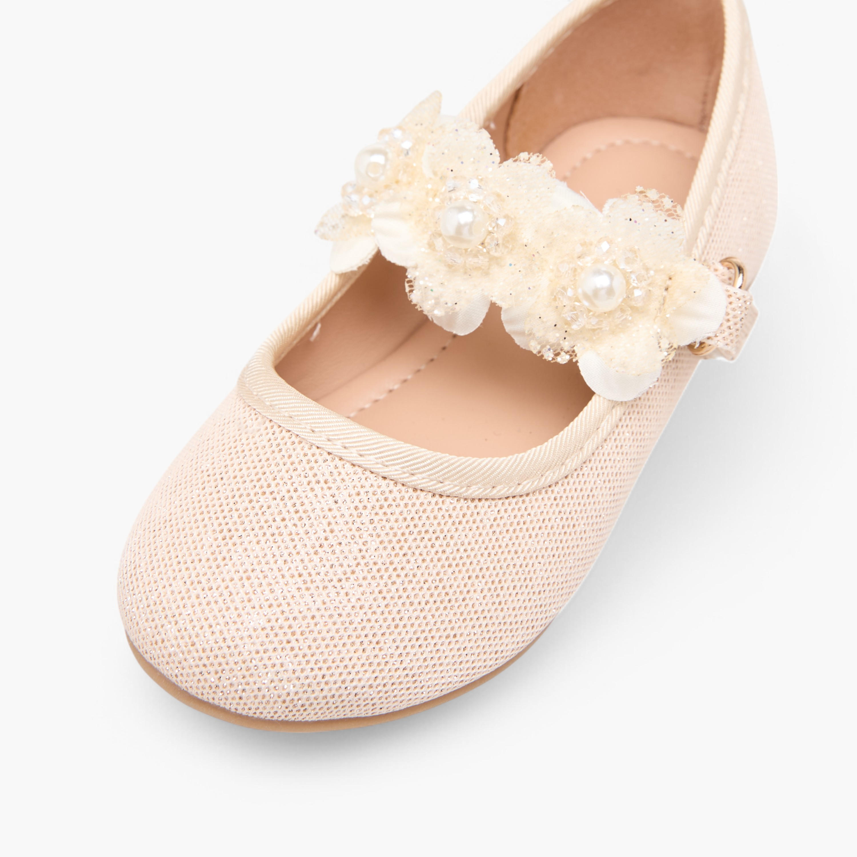 Flora Bella Floral Applique Ballerina Shoes with Hook and Loop Closure-girls-shoes-ballerinas-image-6