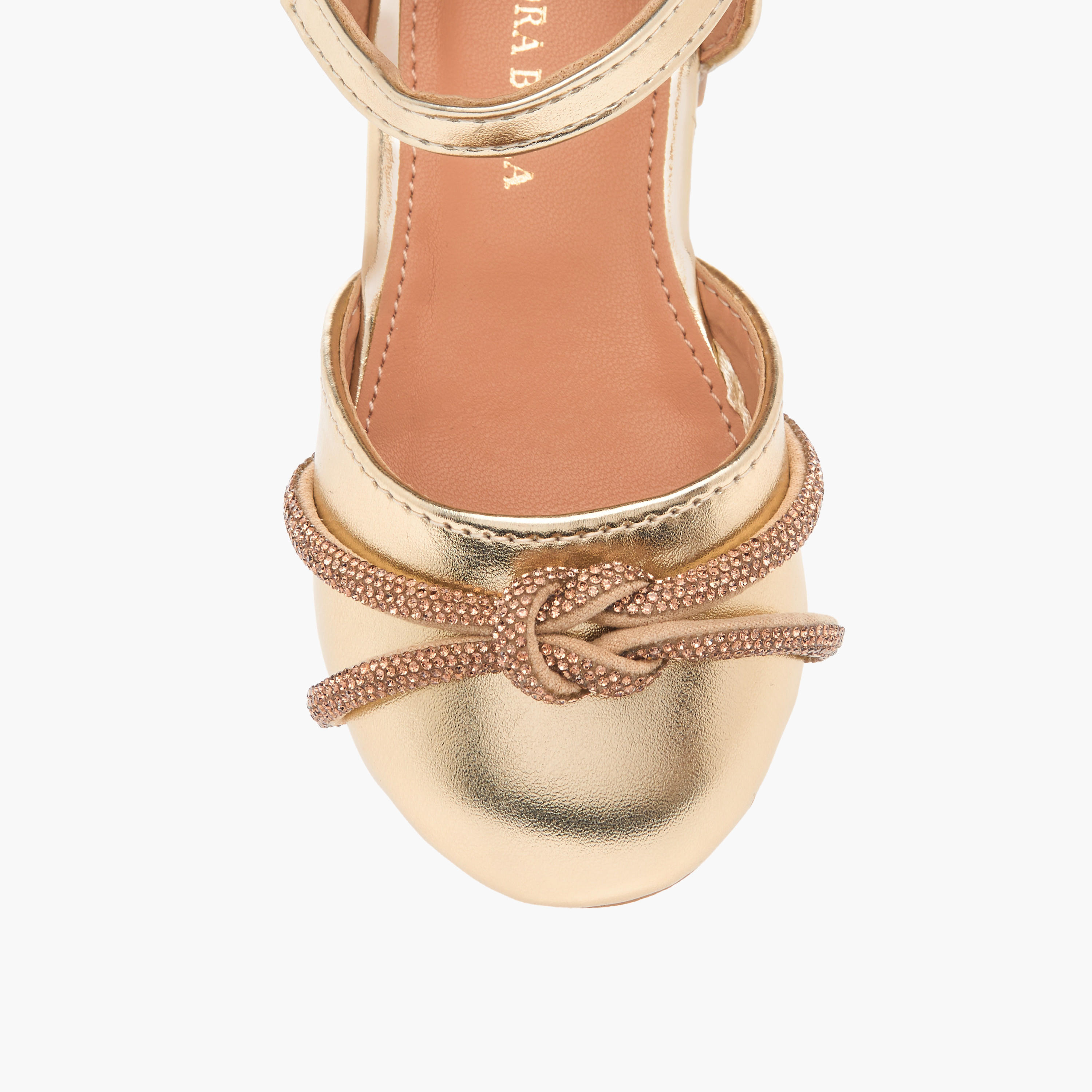 Flora Bella Embellished Ballerina Shoes with Hook and Loop Closure-girls-shoes-ballerinas-image-3