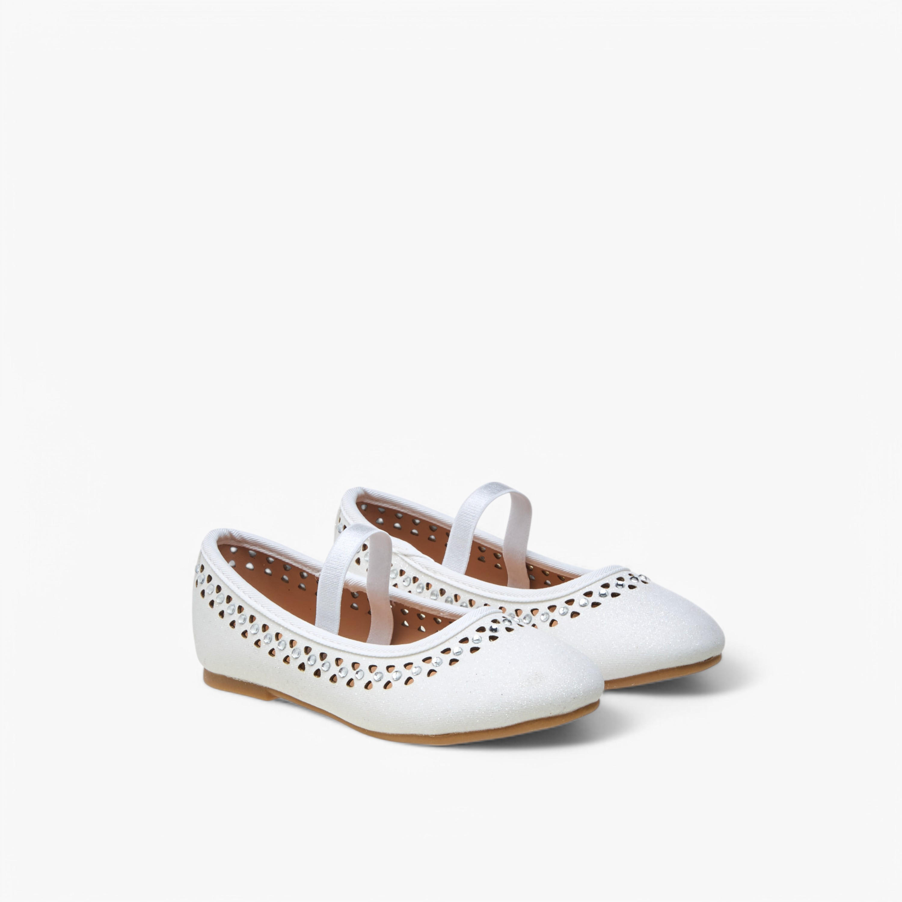 Flora Bella Embellished Ballerina Shoes with Elastic Closure-girls-shoes-ballerinas-image-1