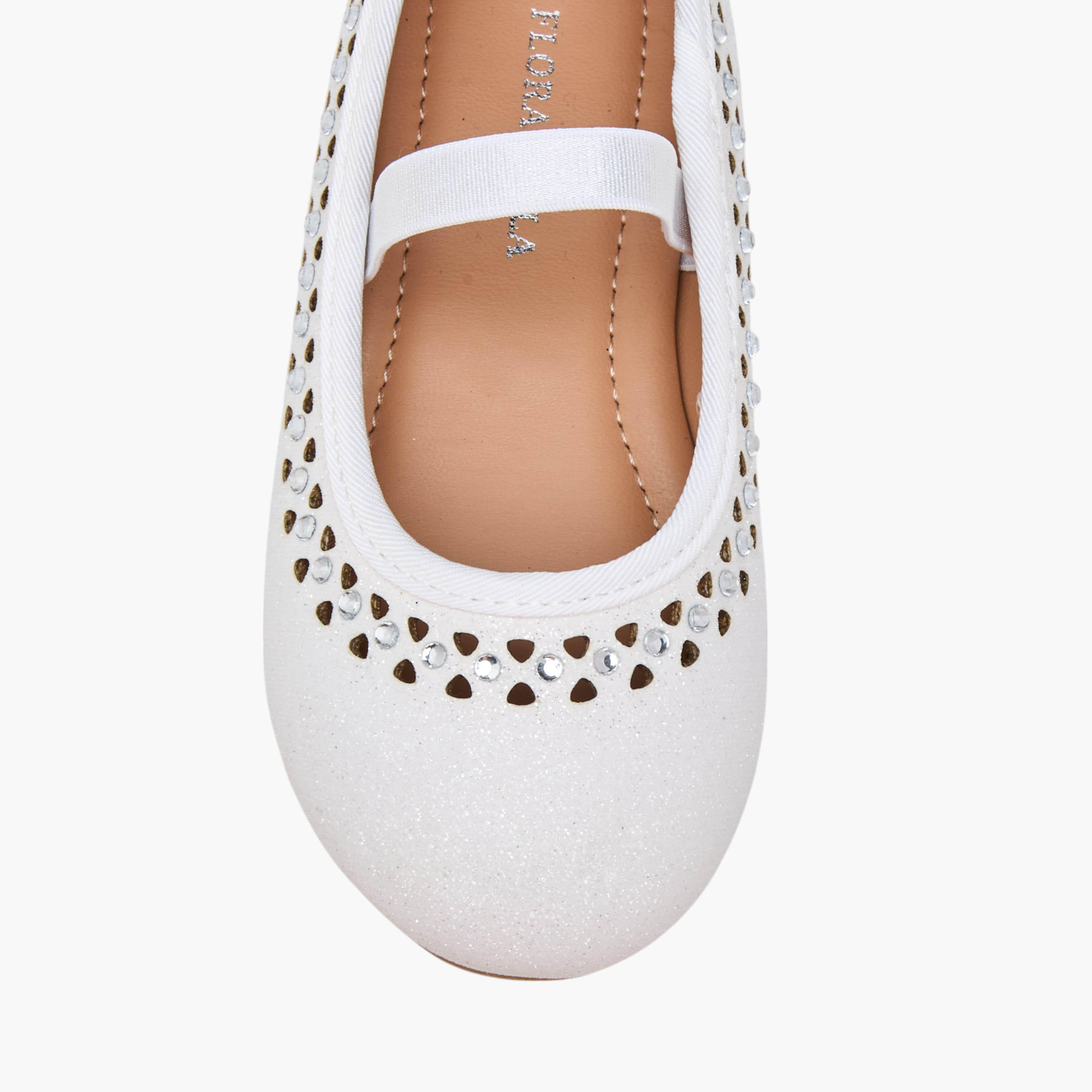 Flora Bella Embellished Ballerina Shoes with Elastic Closure-girls-shoes-ballerinas-image-4