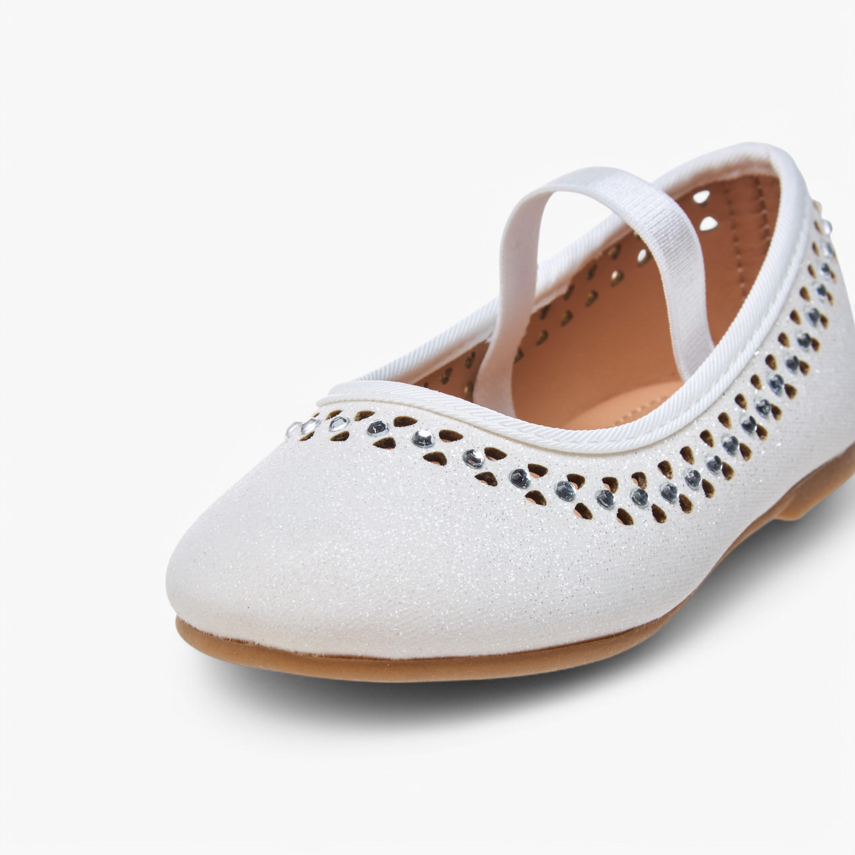 Flora Bella Embellished Ballerina Shoes with Elastic Closure-girls-shoes-ballerinas-image-6