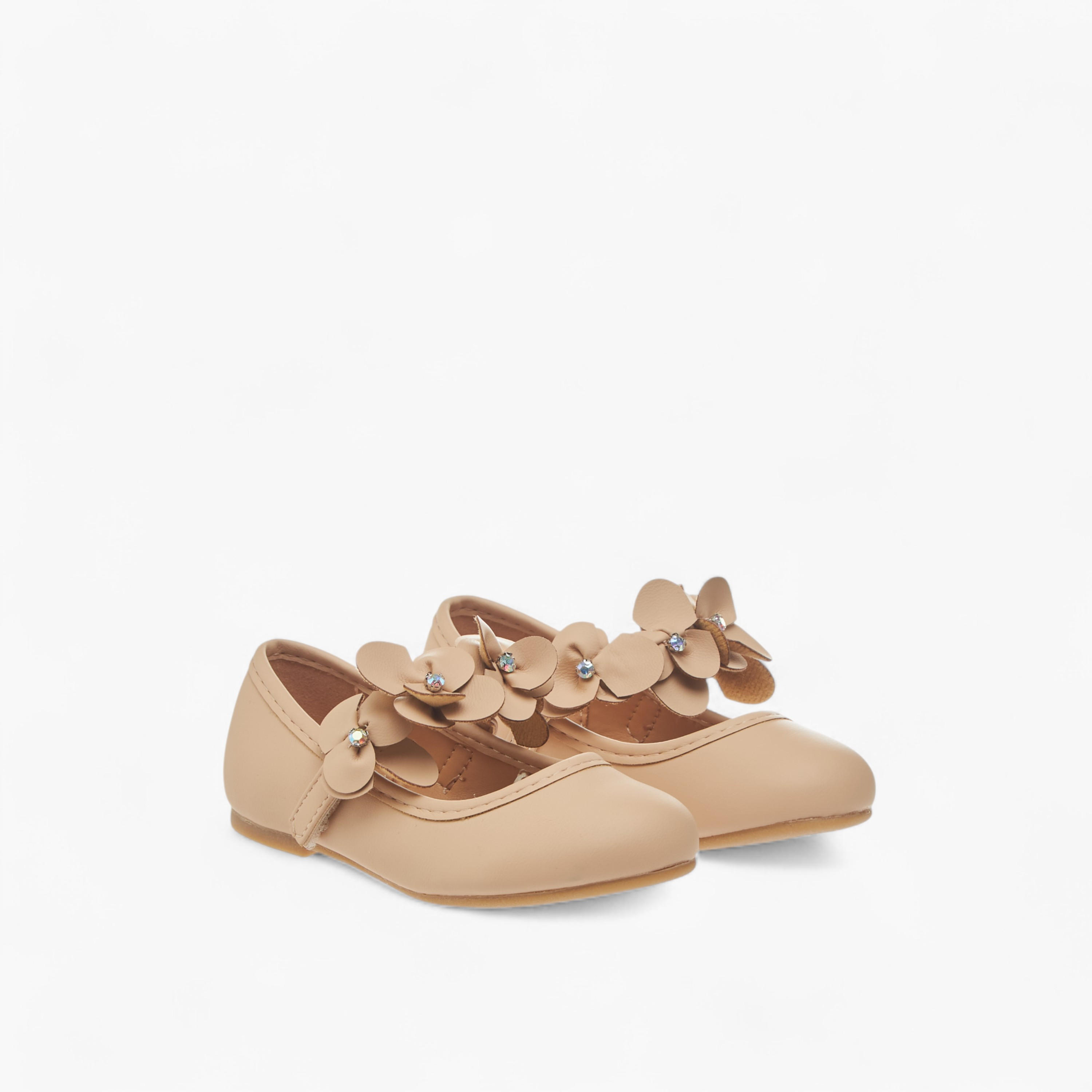 Flora Bella Floral Applique Ballerina Shoes with Hook and Loop Closure-girls-shoes-maryjanes-image-1
