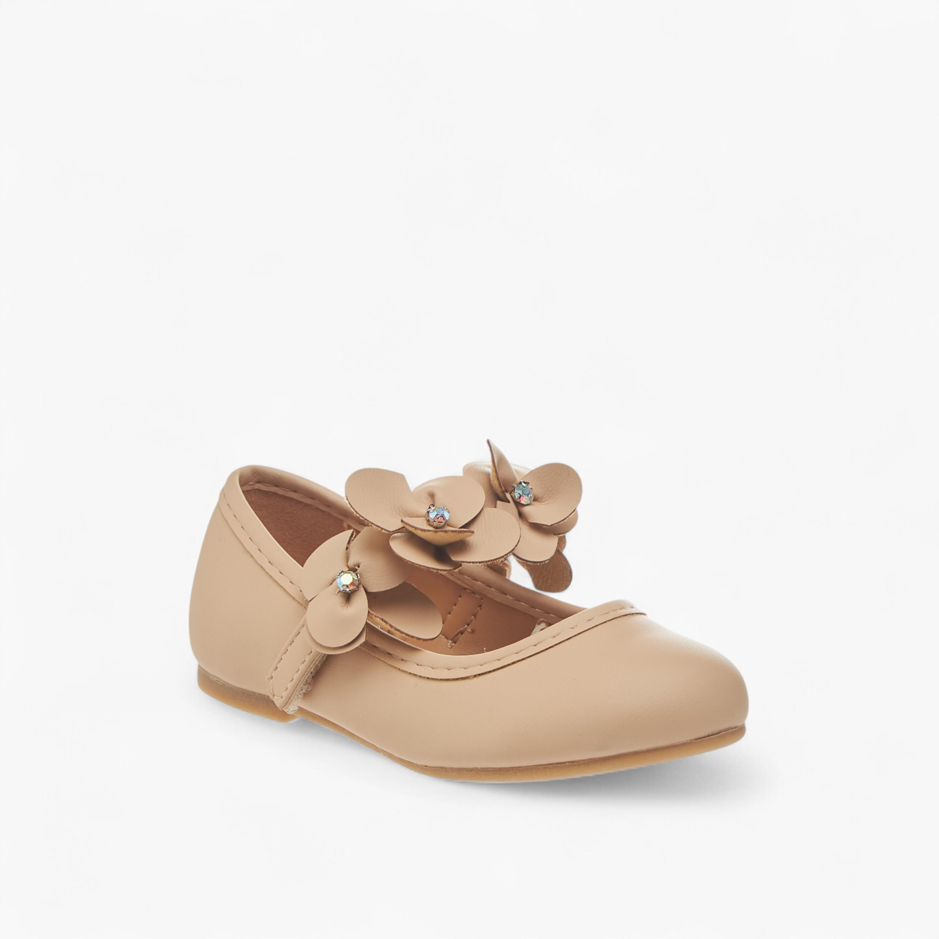 Flora Bella Floral Applique Ballerina Shoes with Hook and Loop Closure-girls-shoes-maryjanes-image-2