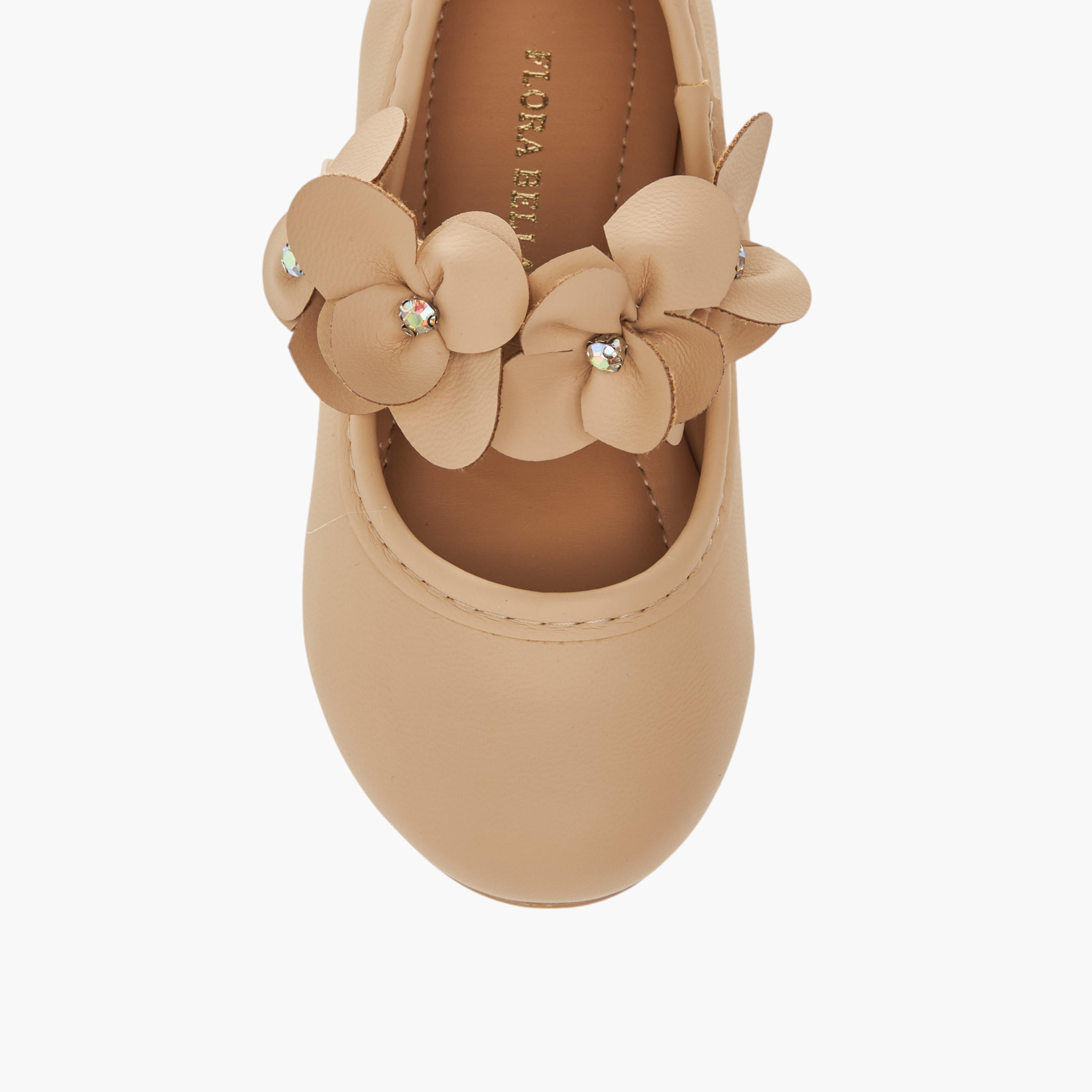 Flora Bella Floral Applique Ballerina Shoes with Hook and Loop Closure-girls-shoes-maryjanes-image-4