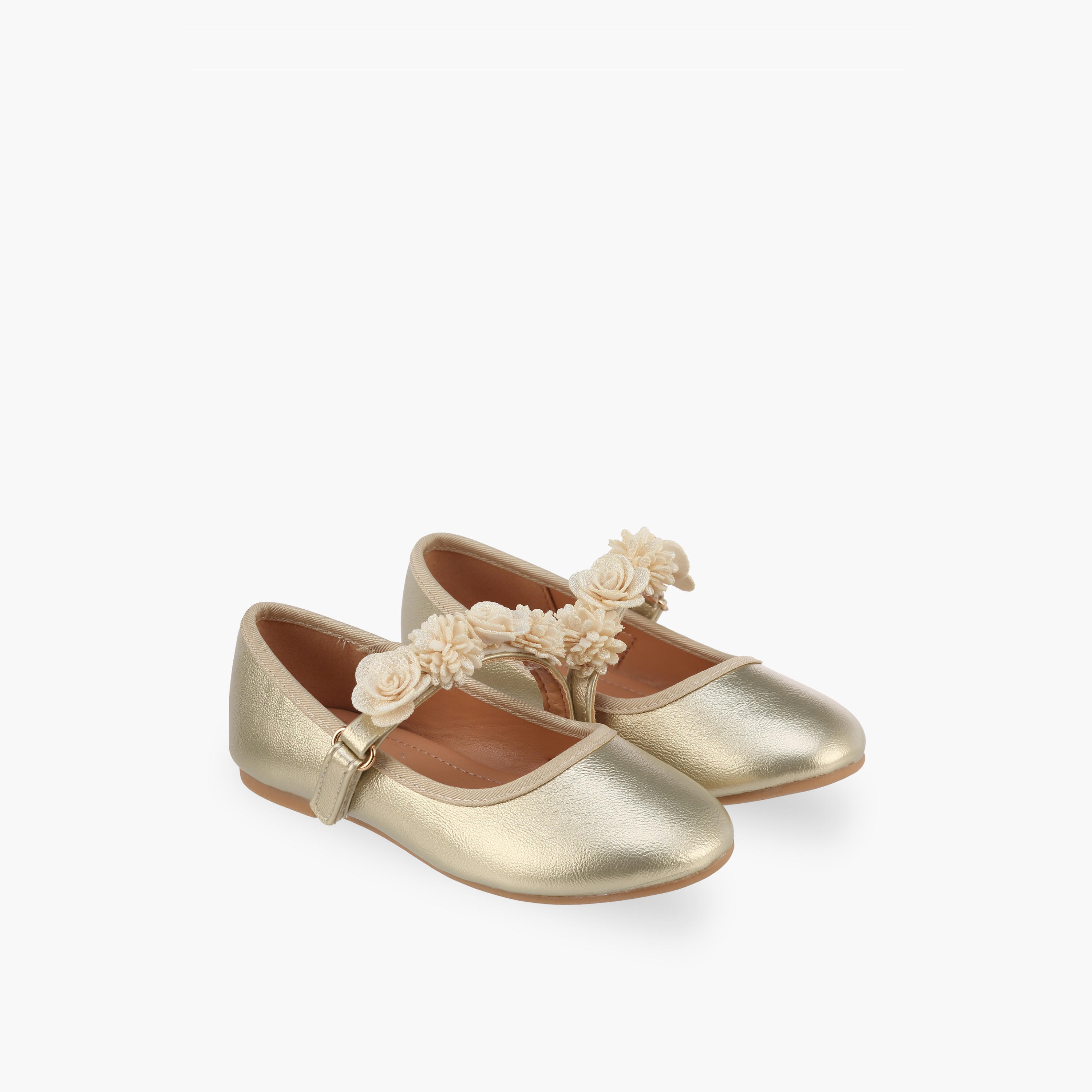 Flora Bella Girls Floral Accent Hook & Loop Ballerina Shoes-girls-shoes-maryjanes-image-1