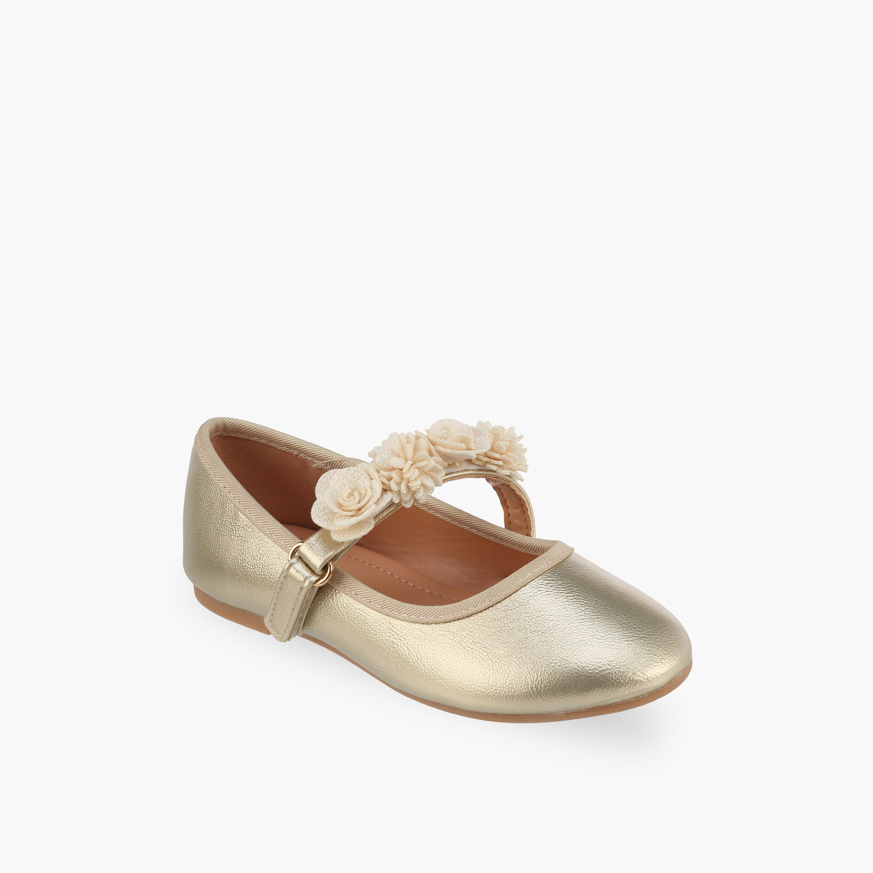 Flora Bella Girls Floral Accent Hook & Loop Ballerina Shoes-girls-shoes-maryjanes-image-2