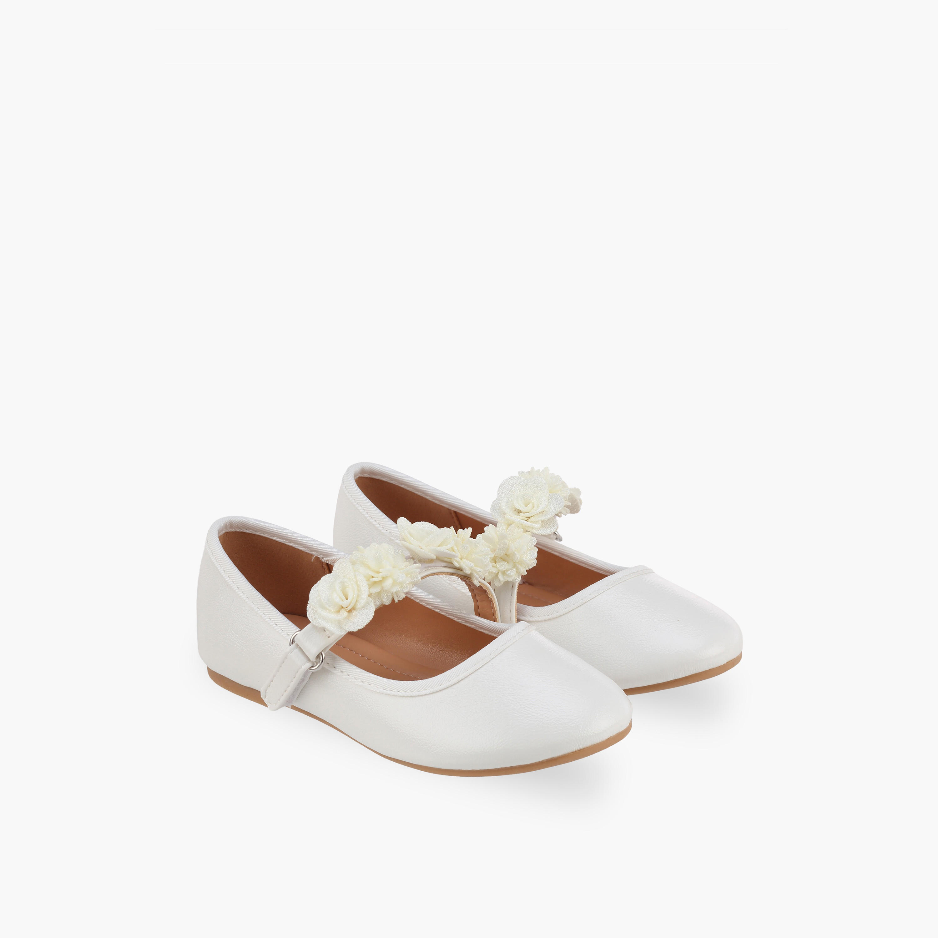 Flora Bella Girls Floral Accent Hook & Loop Ballerina Shoes-girls-shoes-maryjanes-image-1
