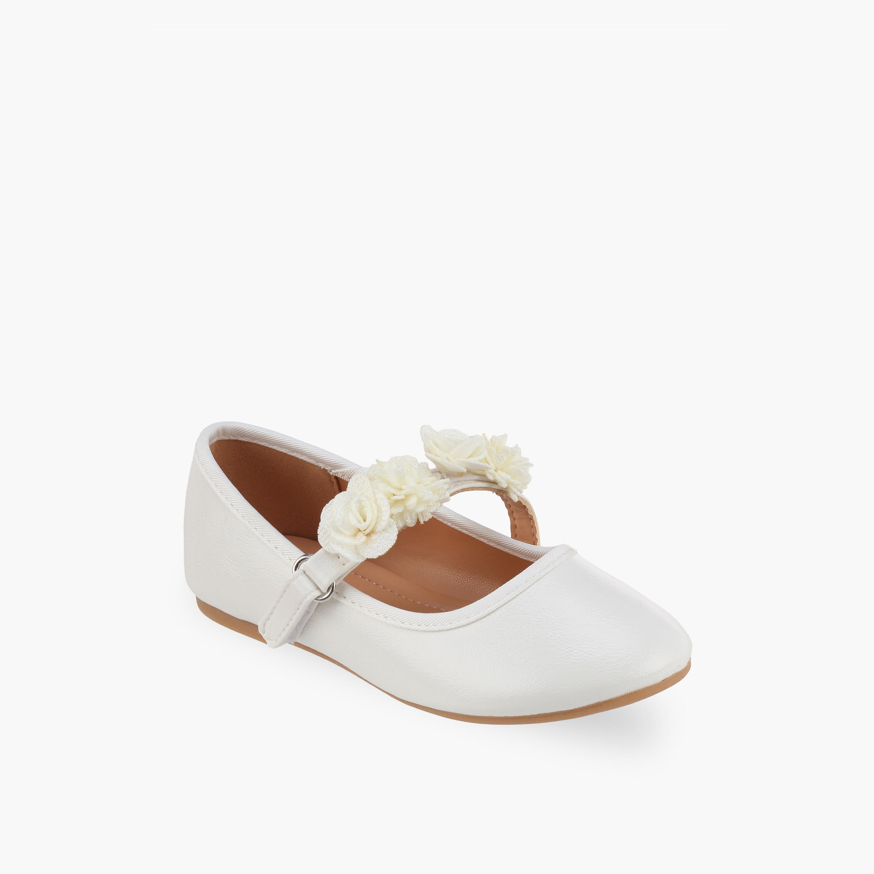 Flora Bella Girls Floral Accent Hook & Loop Ballerina Shoes-girls-shoes-maryjanes-image-2