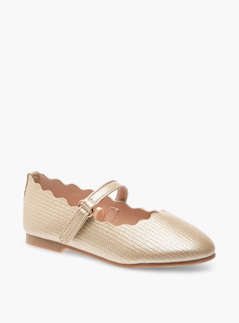 Juniors Scallop Detail Ballerina Shoes with Hook and Loop Closure-girls-shoes-maryjanes-image-2