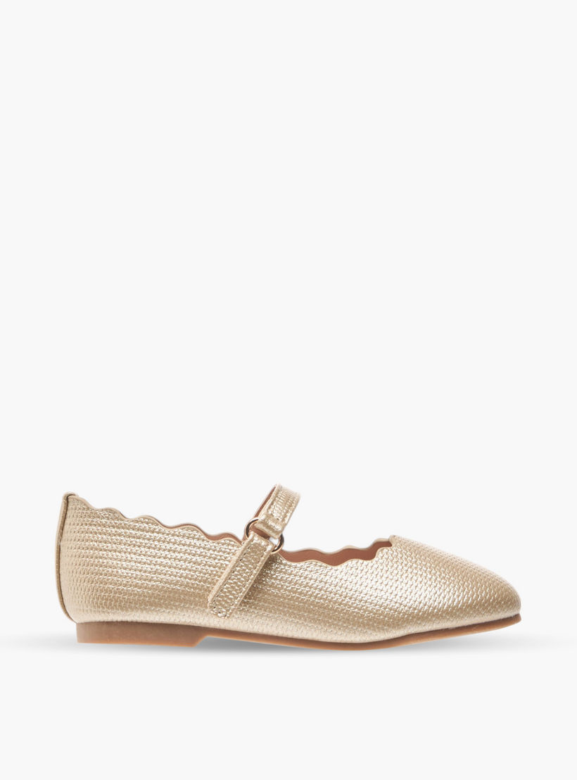 Juniors Scallop Detail Ballerina Shoes with Hook and Loop Closure-girls-shoes-maryjanes-image-3