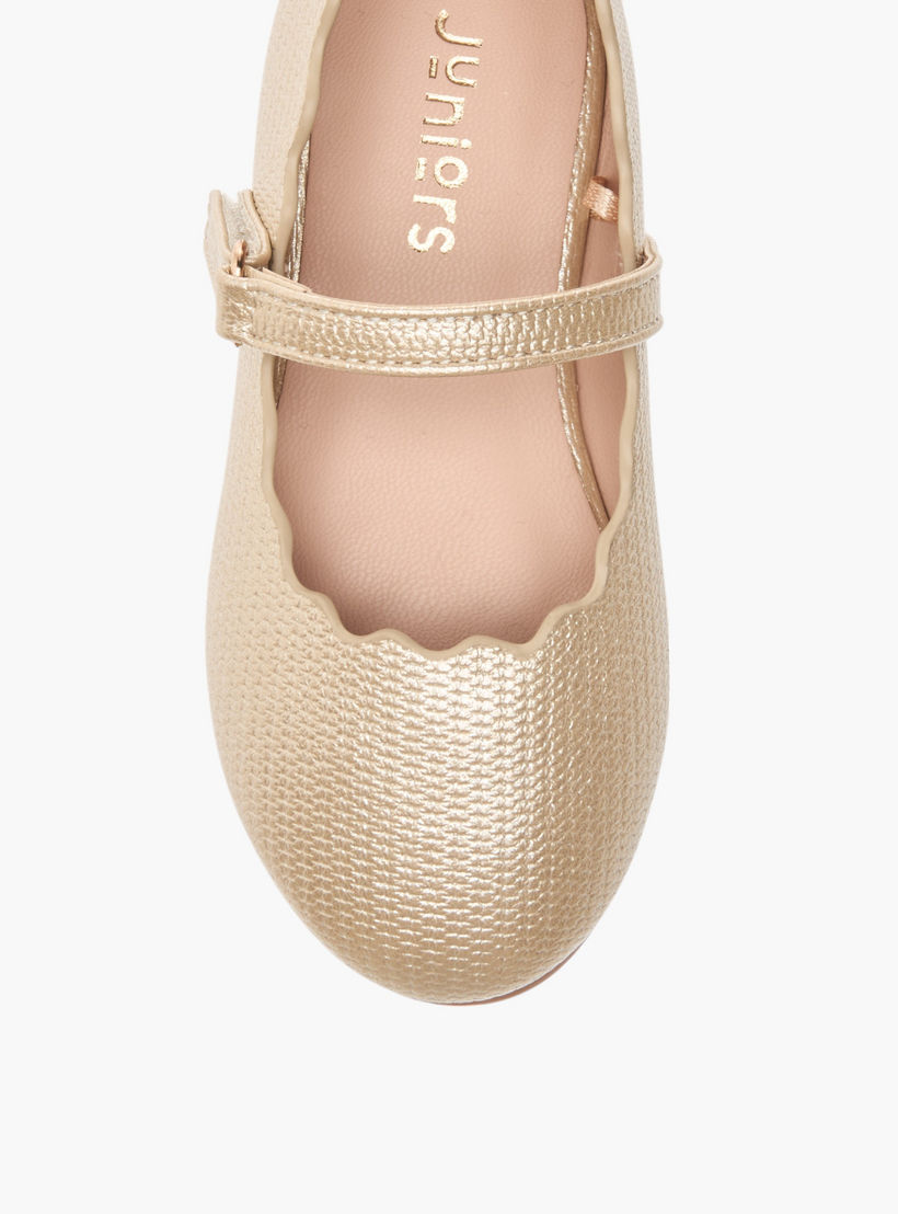 Juniors Scallop Detail Ballerina Shoes with Hook and Loop Closure-girls-shoes-maryjanes-image-4