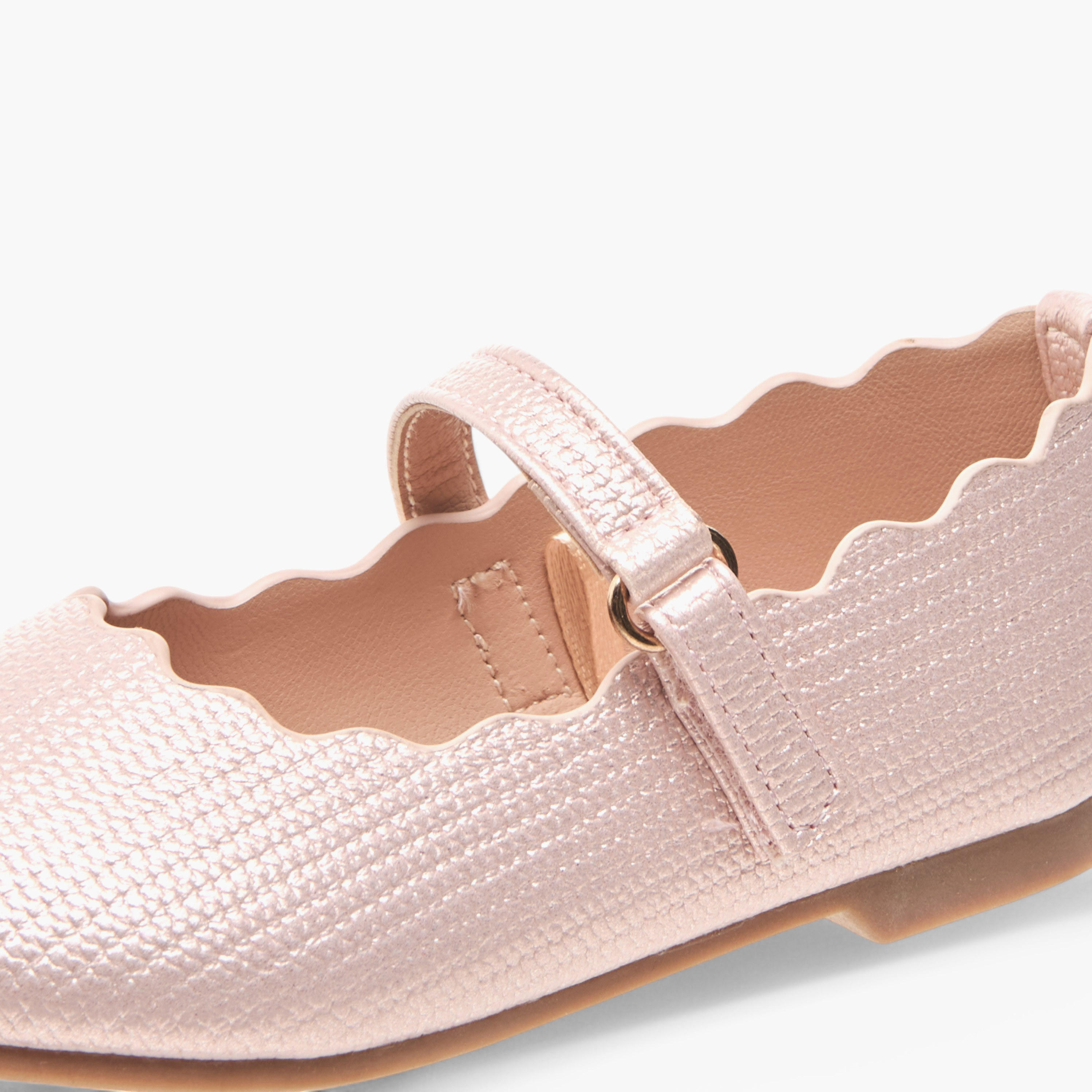 Juniors Scallop Detail Ballerina Shoes with Hook and Loop Closure-girls-shoes-maryjanes-image-6