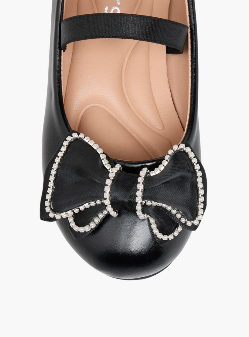 Juniors Bow Accent Ballerina Shoes with Elasticated Strap-girls-shoes-ballerinas-image-4
