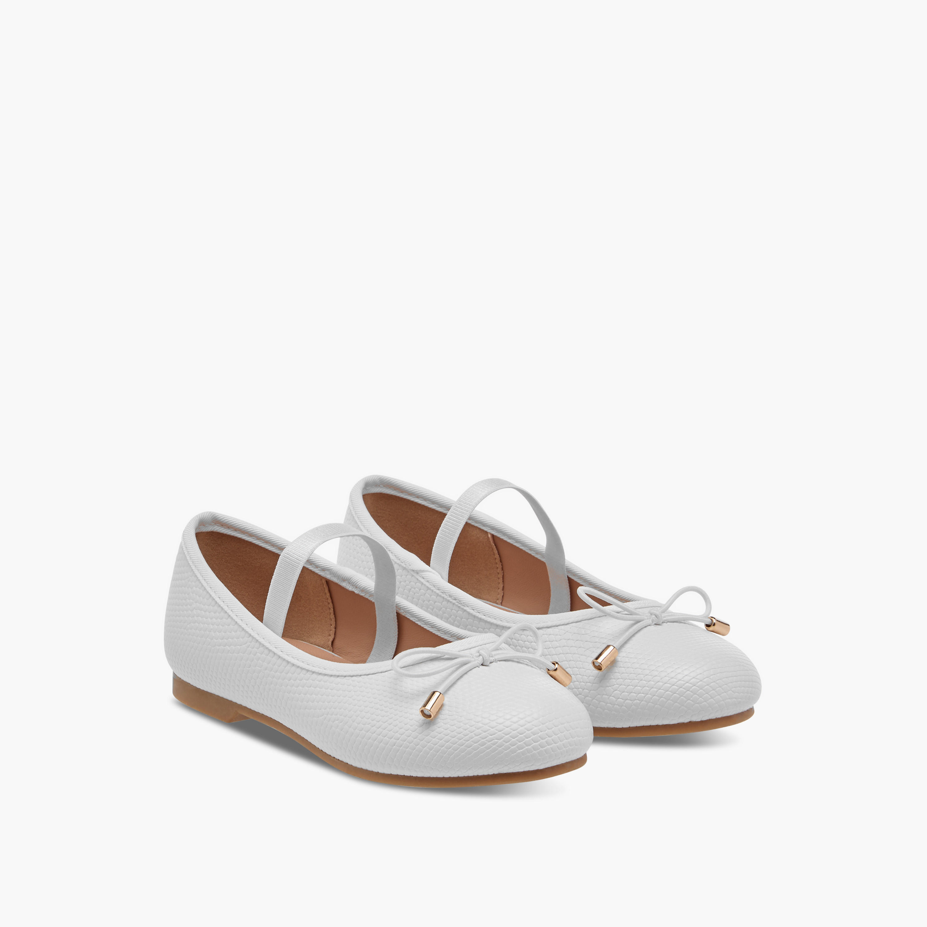 Juniors Bow Accent Ballerina Shoes with Elasticated Strap-girls-shoes-ballerinas-image-1