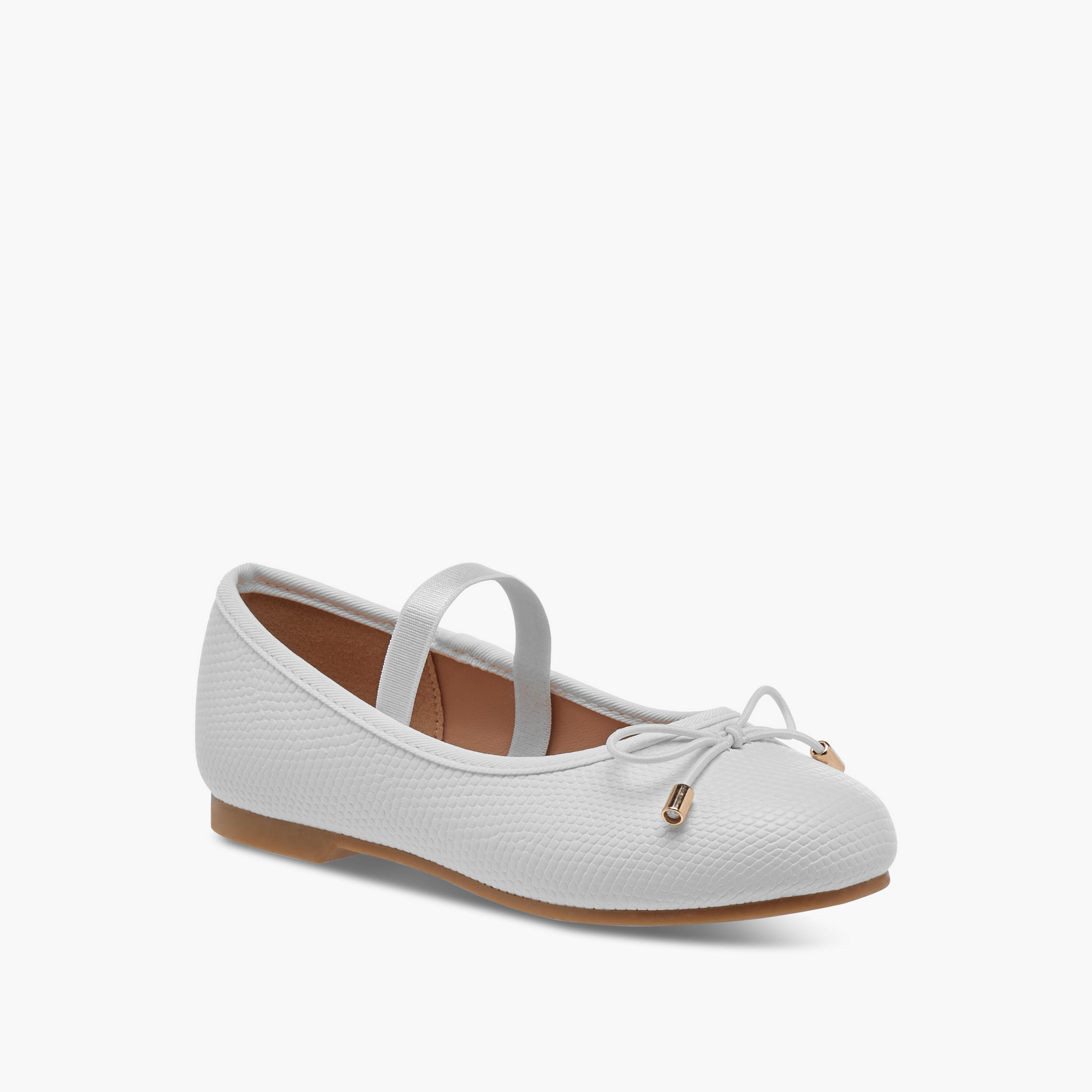 Juniors Bow Accent Ballerina Shoes with Elasticated Strap-girls-shoes-ballerinas-image-2