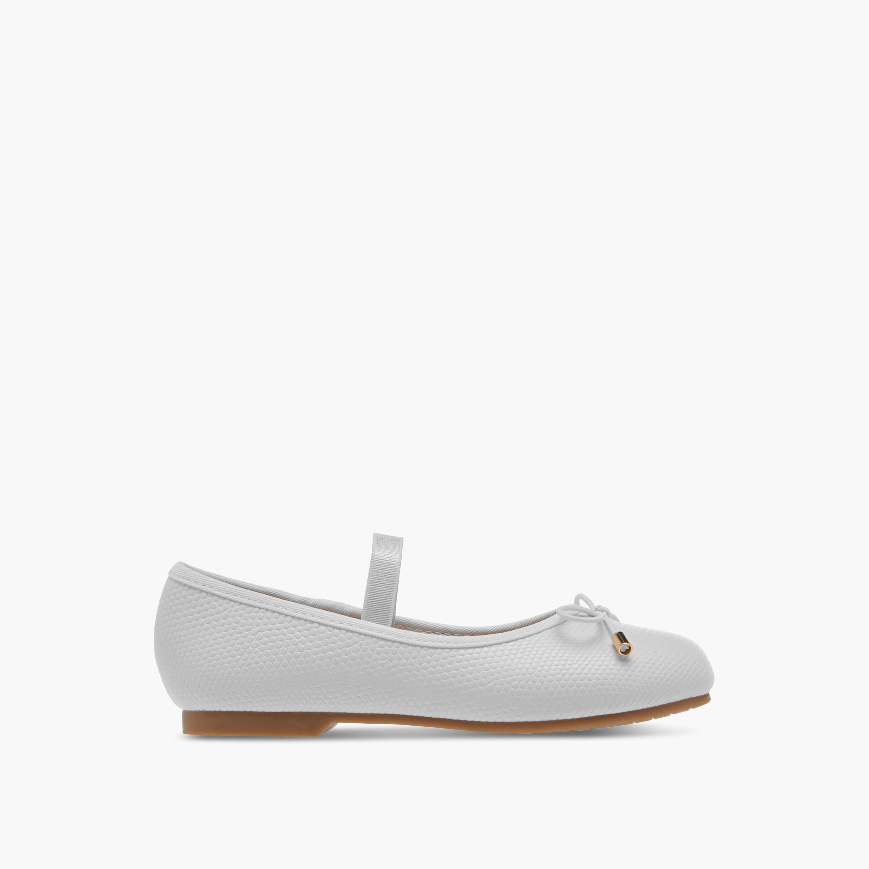 Juniors Bow Accent Ballerina Shoes with Elasticated Strap-girls-shoes-ballerinas-image-3