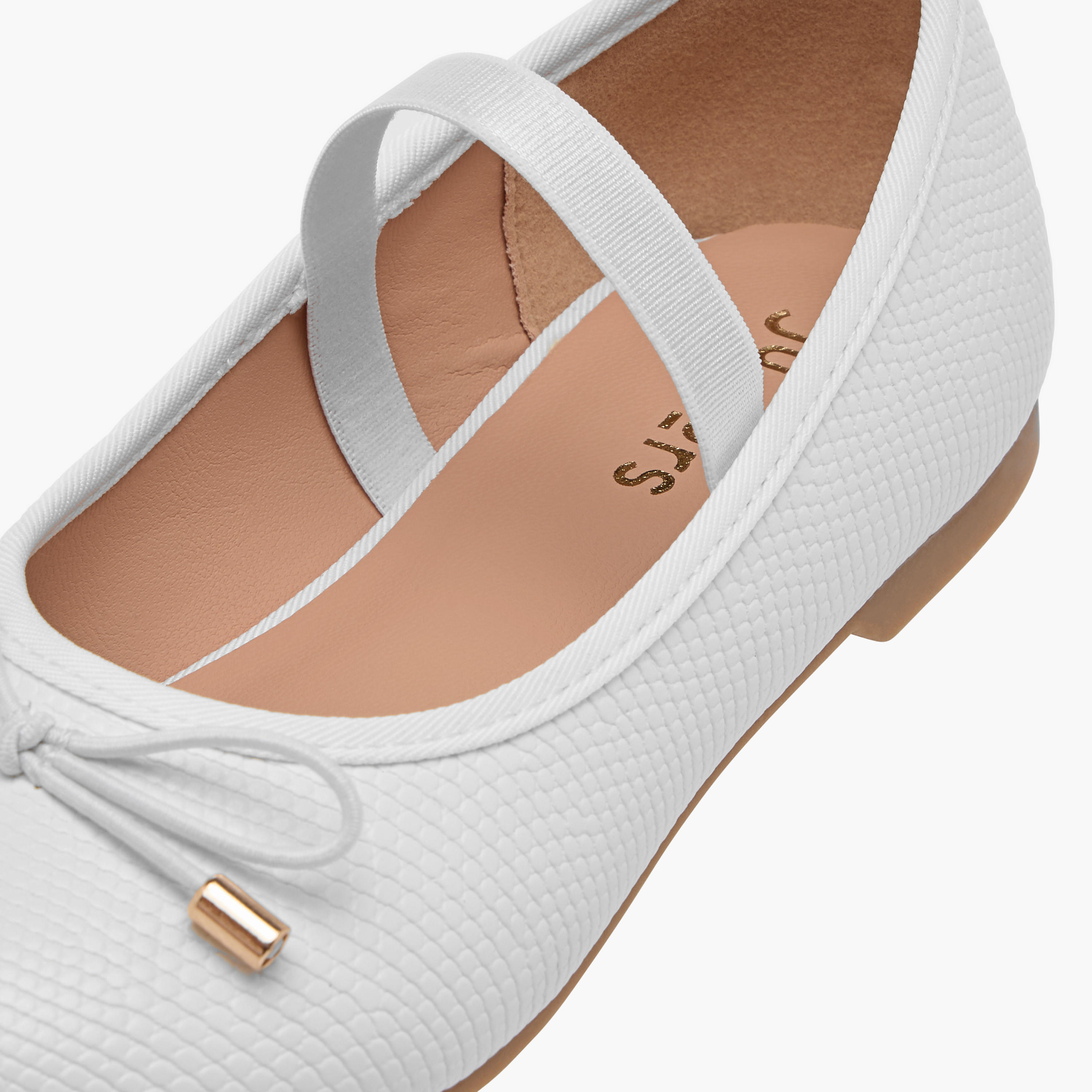 Juniors Bow Accent Ballerina Shoes with Elasticated Strap-girls-shoes-ballerinas-image-6