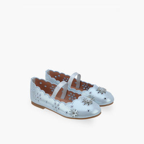 حذاء باليرينا بتزيينات أزهار للفتيات من جونيورز-girls-shoes-ballerinas-image-1