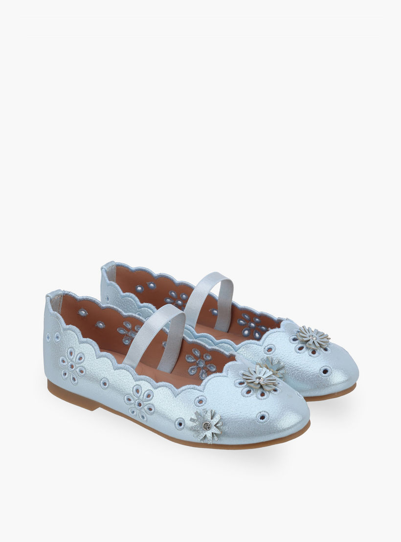 حذاء باليرينا بتزيينات أزهار للفتيات من جونيورز-girls-shoes-ballerinas-image-1