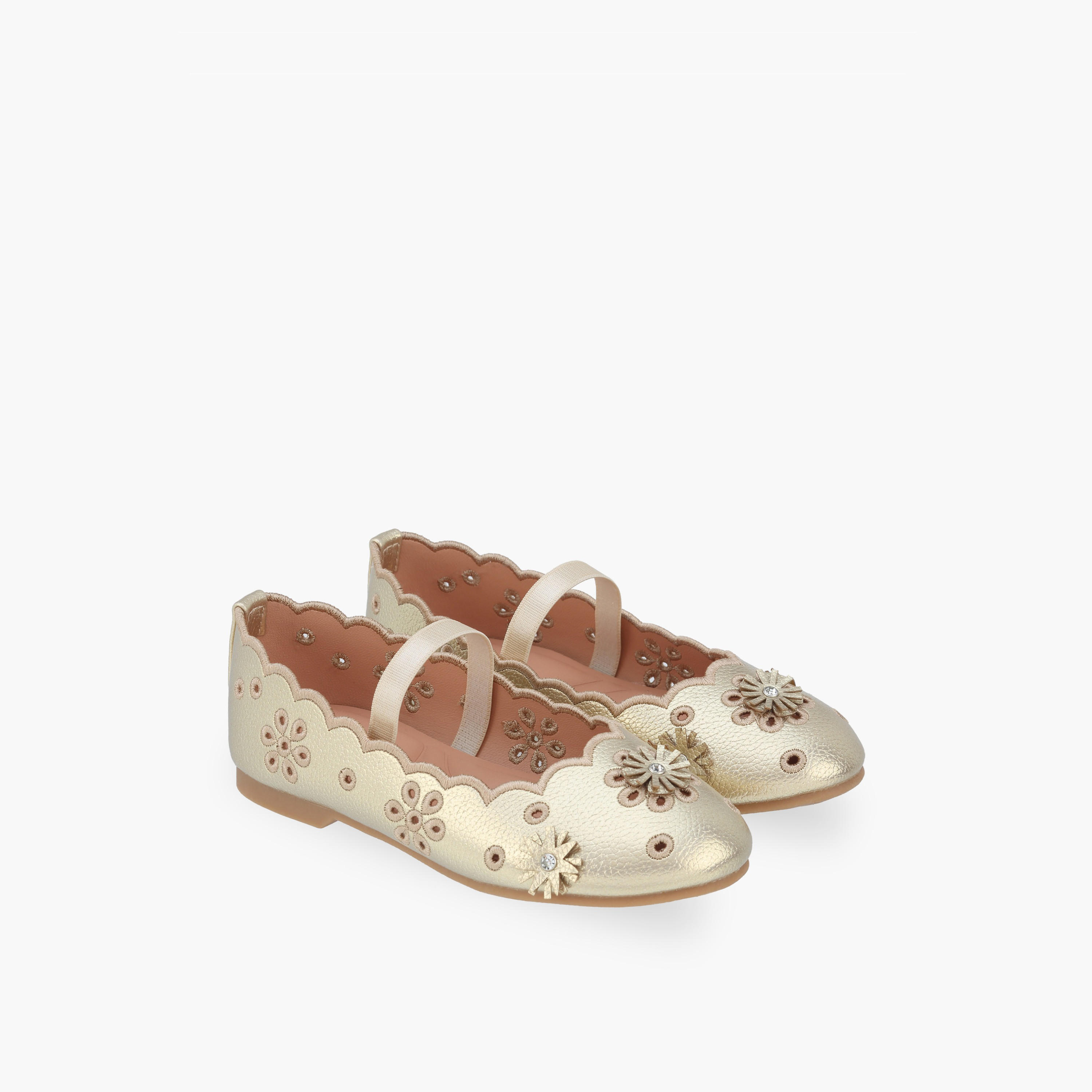 حذاء باليرينا بتزيينات أزهار للفتيات من جونيورز-girls-shoes-ballerinas-image-1