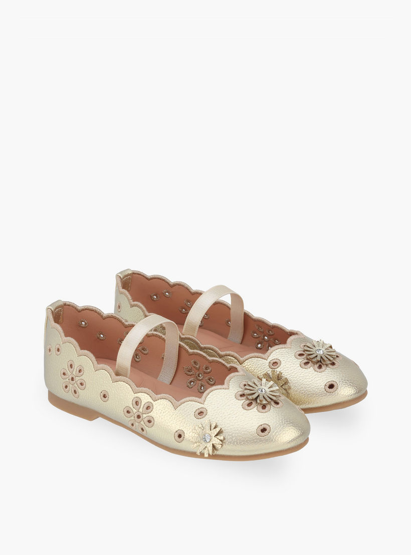 حذاء باليرينا بتزيينات أزهار للفتيات من جونيورز-girls-shoes-ballerinas-image-1