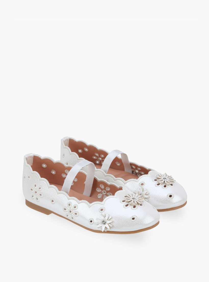 حذاء باليرينا بتزيينات أزهار للفتيات من جونيورز-girls-shoes-ballerinas-image-1