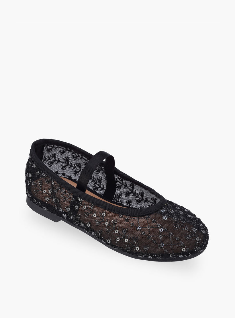 Juniors Girls Elasticated Strap Ballerina Shoes-girls-shoes-ballerinas-image-2