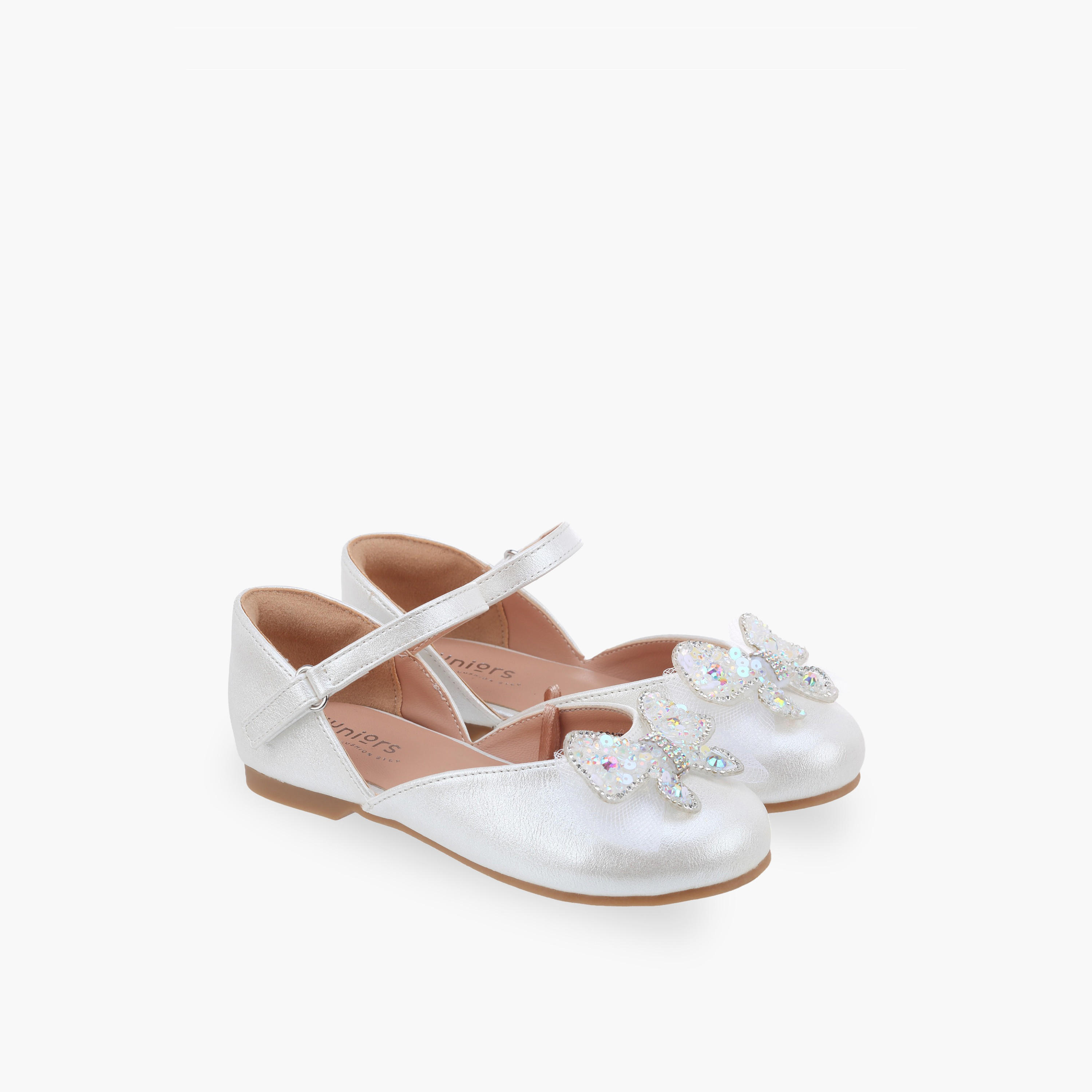 Juniors Girls Butterfly Embellished Mary Jane Shoes-girls-shoes-ballerinas-image-1