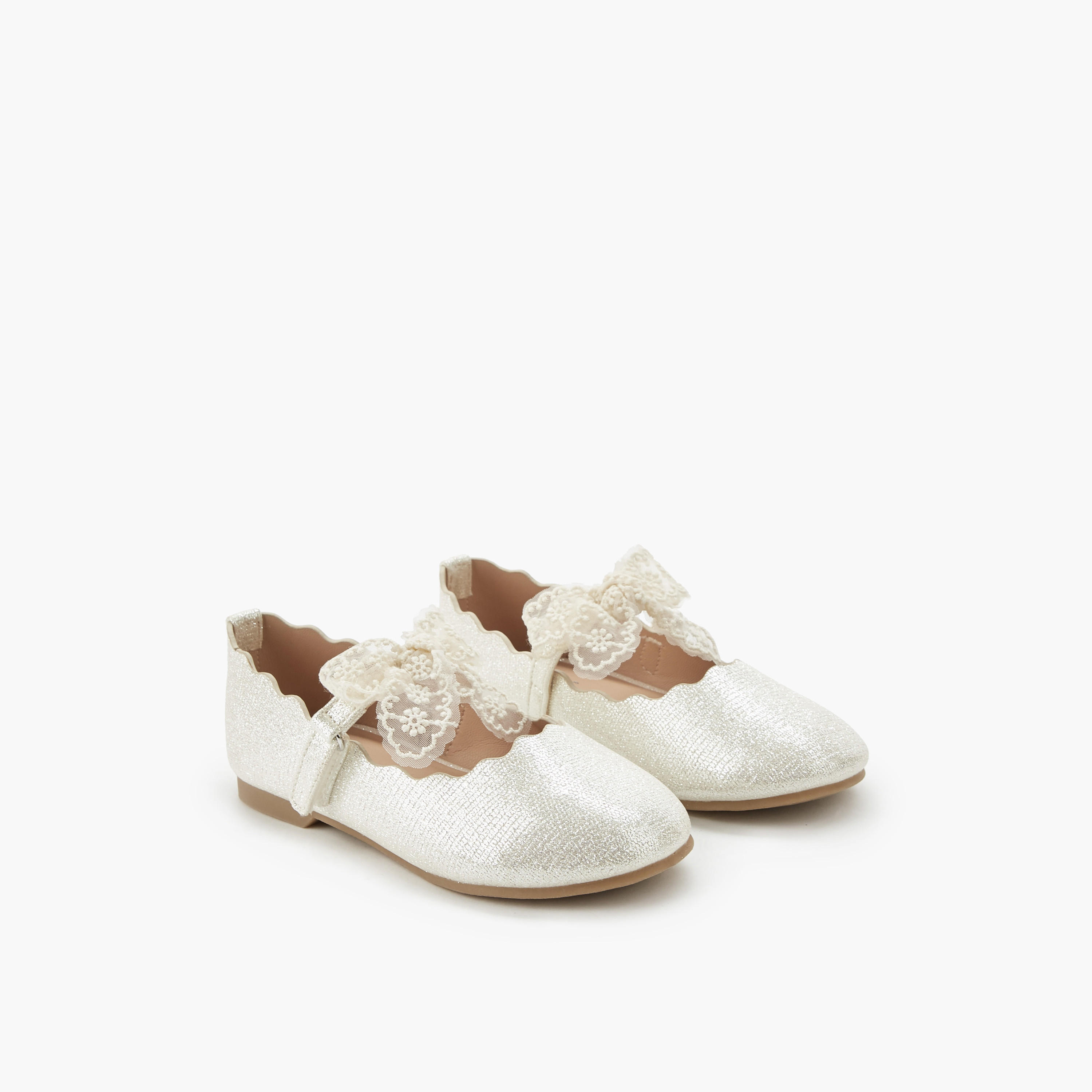حذاء باليرينا بفيونكة دانتيل للبنات من جونيورز-girls-shoes-ballerinas-image-1