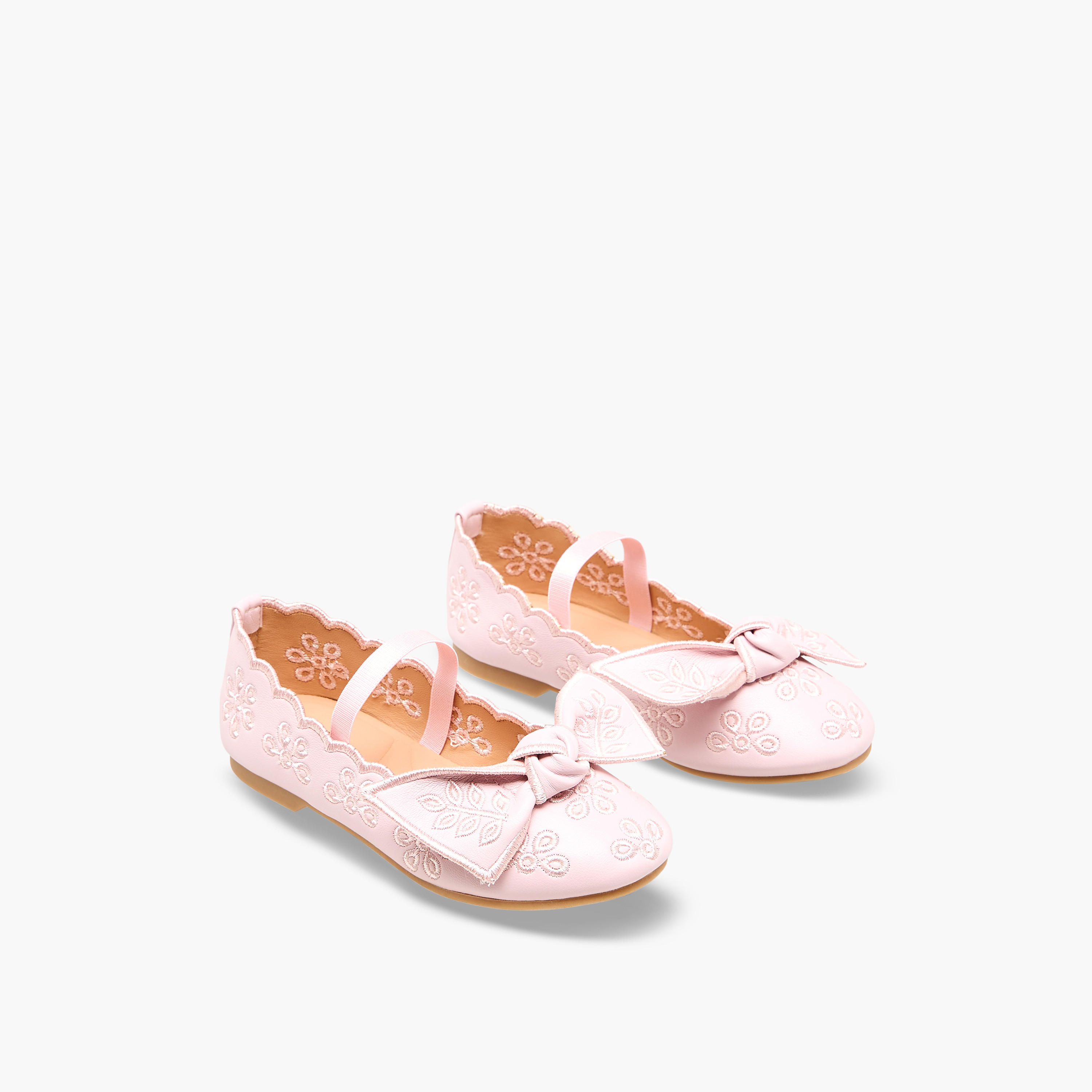 Juniors Girls Embroidered Bow Detail Ballerina Shoes-girls-shoes-ballerinas-image-1
