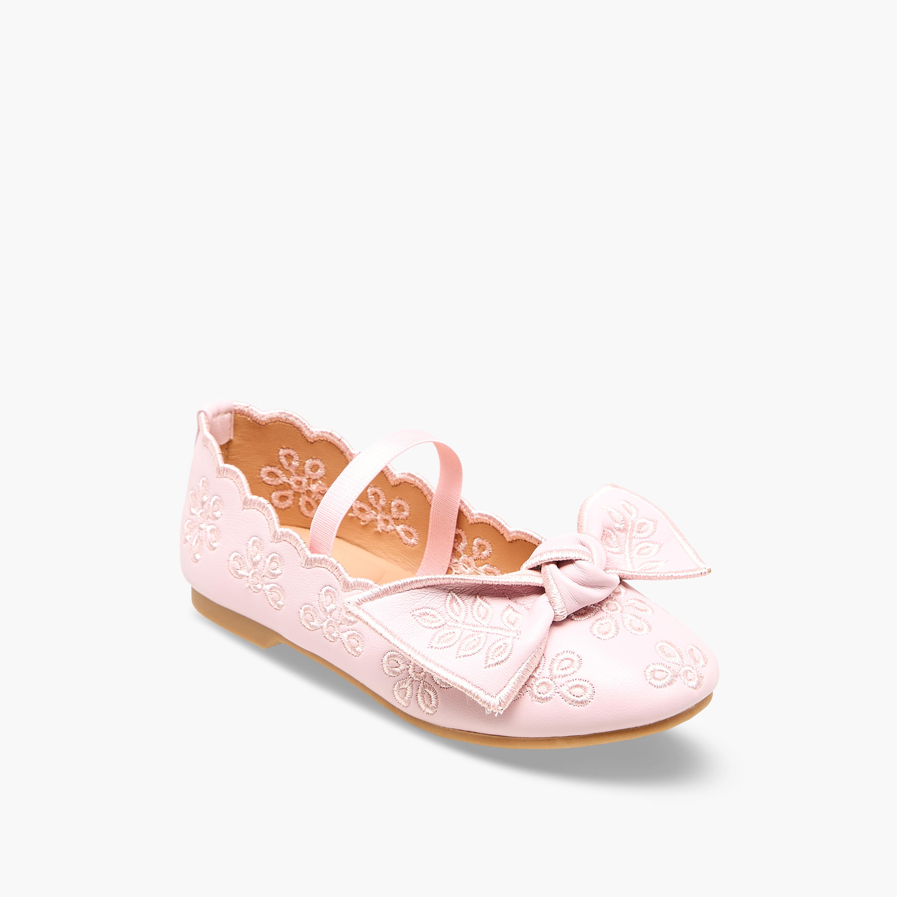 Juniors Girls Embroidered Bow Detail Ballerina Shoes-girls-shoes-ballerinas-image-2