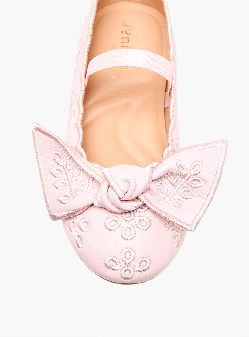 Juniors Girls Embroidered Bow Detail Ballerina Shoes-girls-shoes-ballerinas-image-4