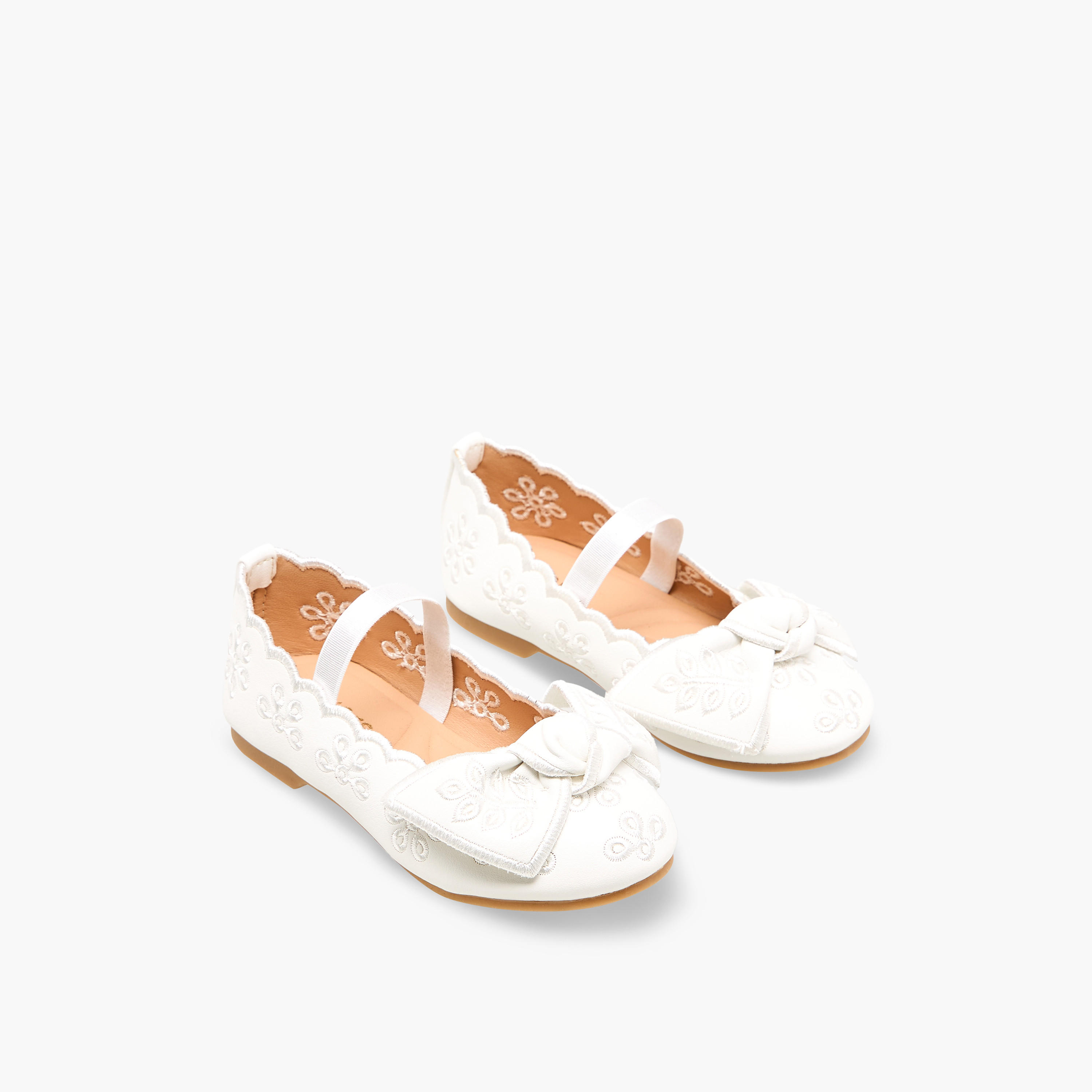 Juniors Girls Embroidered Bow Detail Ballerina Shoes-girls-shoes-ballerinas-image-1