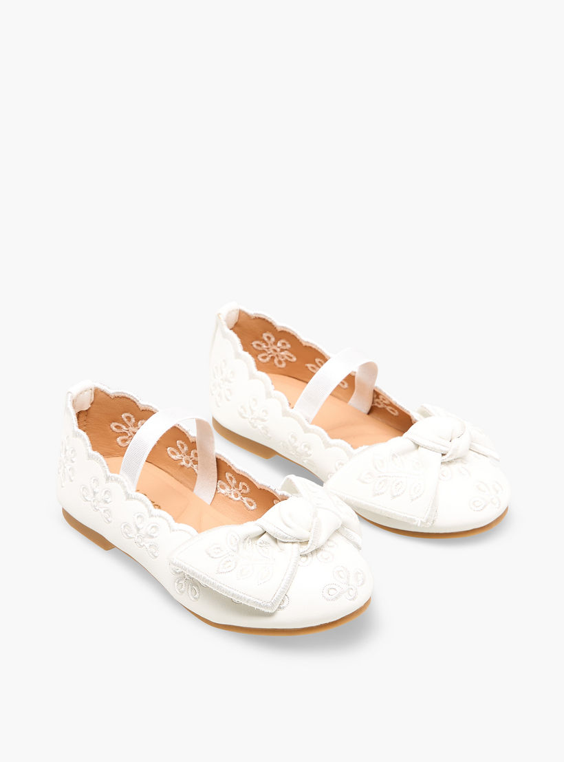 Juniors Girls Embroidered Bow Detail Ballerina Shoes-girls-shoes-ballerinas-image-1