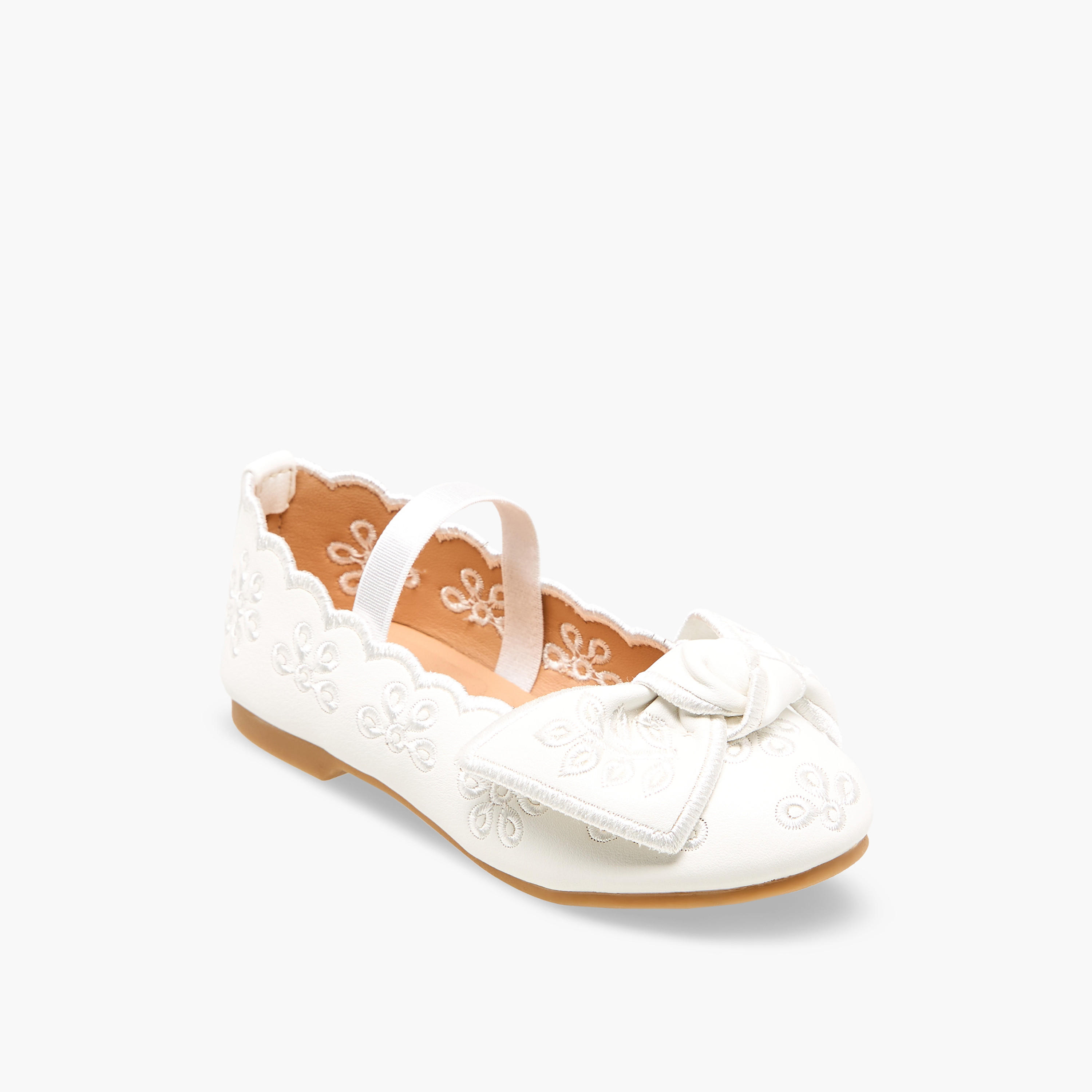 Juniors Girls Embroidered Bow Detail Ballerina Shoes-girls-shoes-ballerinas-image-2