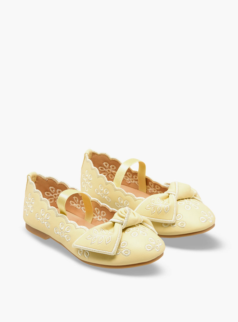 Juniors Girls Embroidered Bow Detail Ballerina Shoes-girls-shoes-ballerinas-image-1