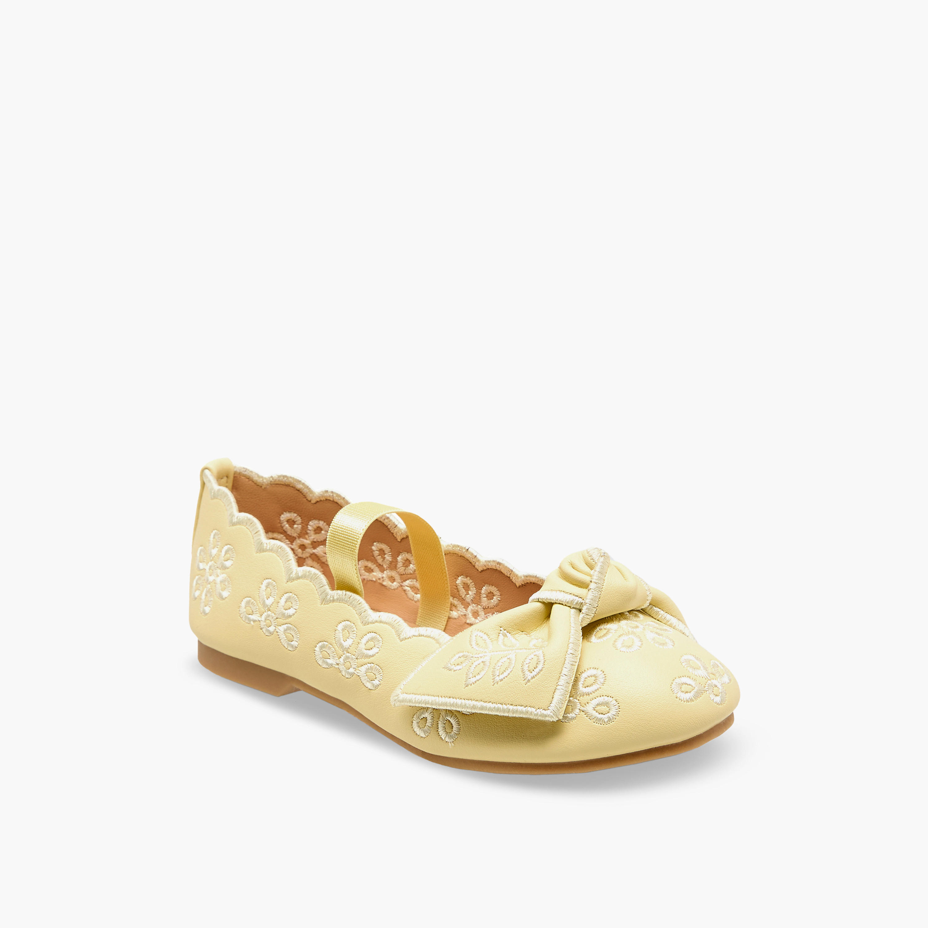 Juniors Girls Embroidered Bow Detail Ballerina Shoes-girls-shoes-ballerinas-image-2