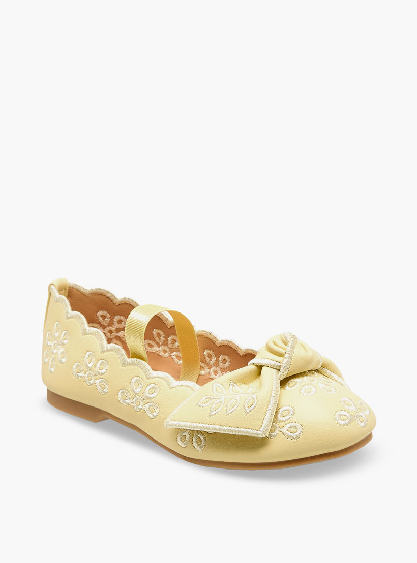 Juniors Girls Embroidered Bow Detail Ballerina Shoes-girls-shoes-ballerinas-image-2