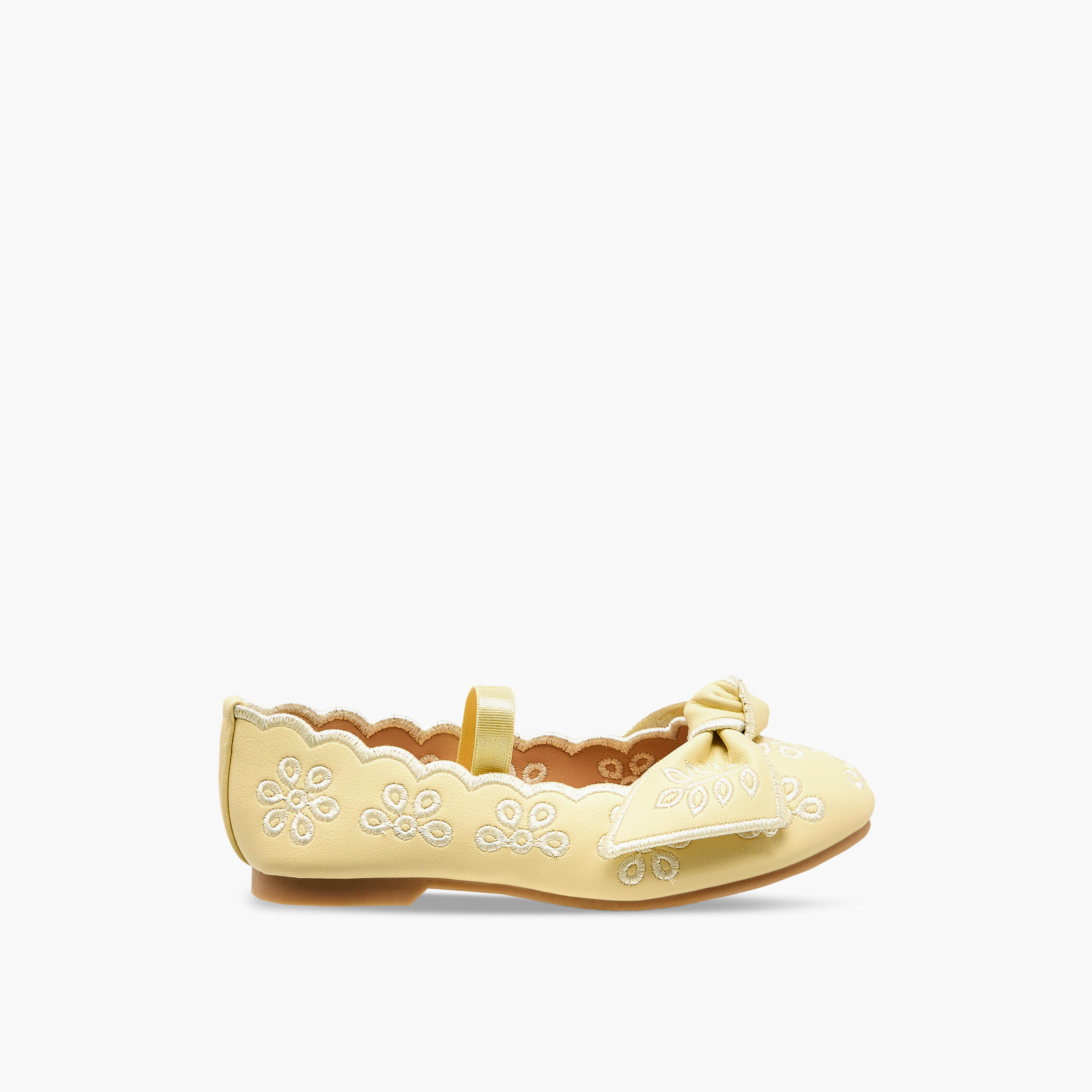 Juniors Girls Embroidered Bow Detail Ballerina Shoes-girls-shoes-ballerinas-image-3
